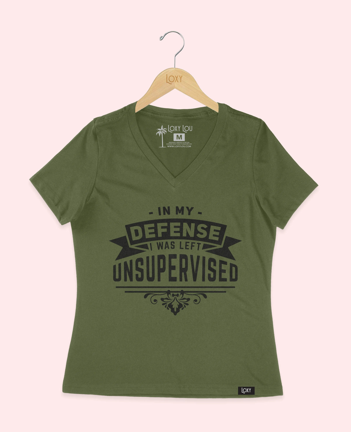 Military Green V-neck 6405 In My Defense - white.webp