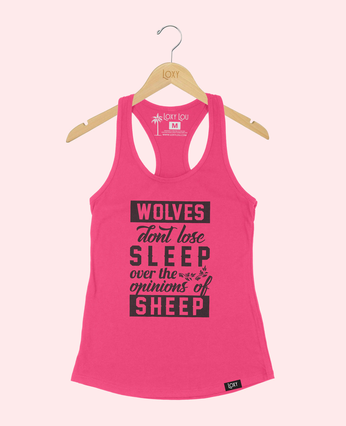 Pink Tank Top 1533 Wolves don&#39;t lose sleep - white.webp