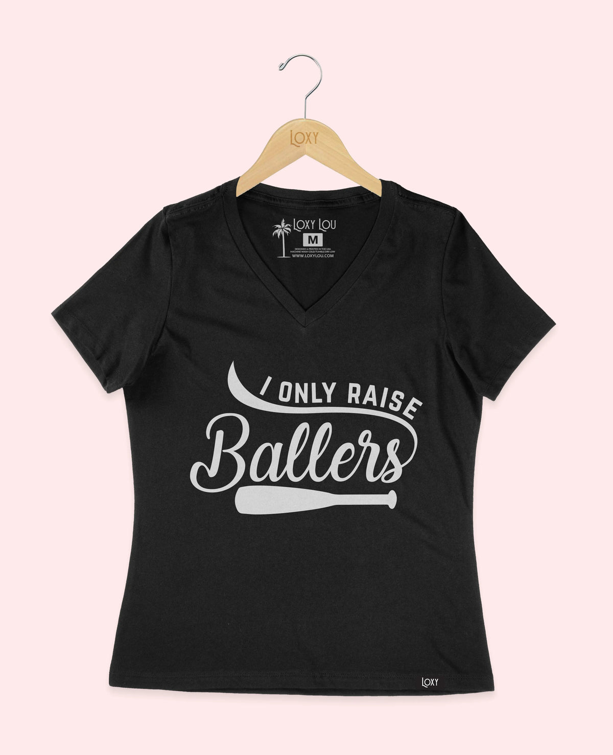 Black V-neck 6405 I only raise ballers - black.webp