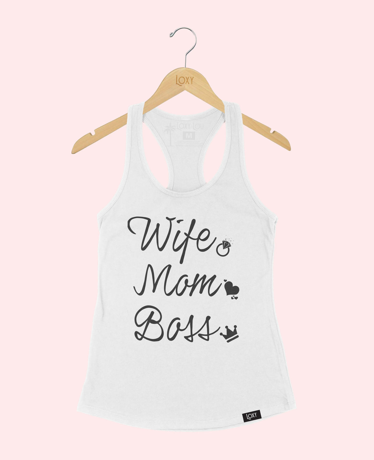 White Tank Top 1533 wife mom boss logo - white.webp