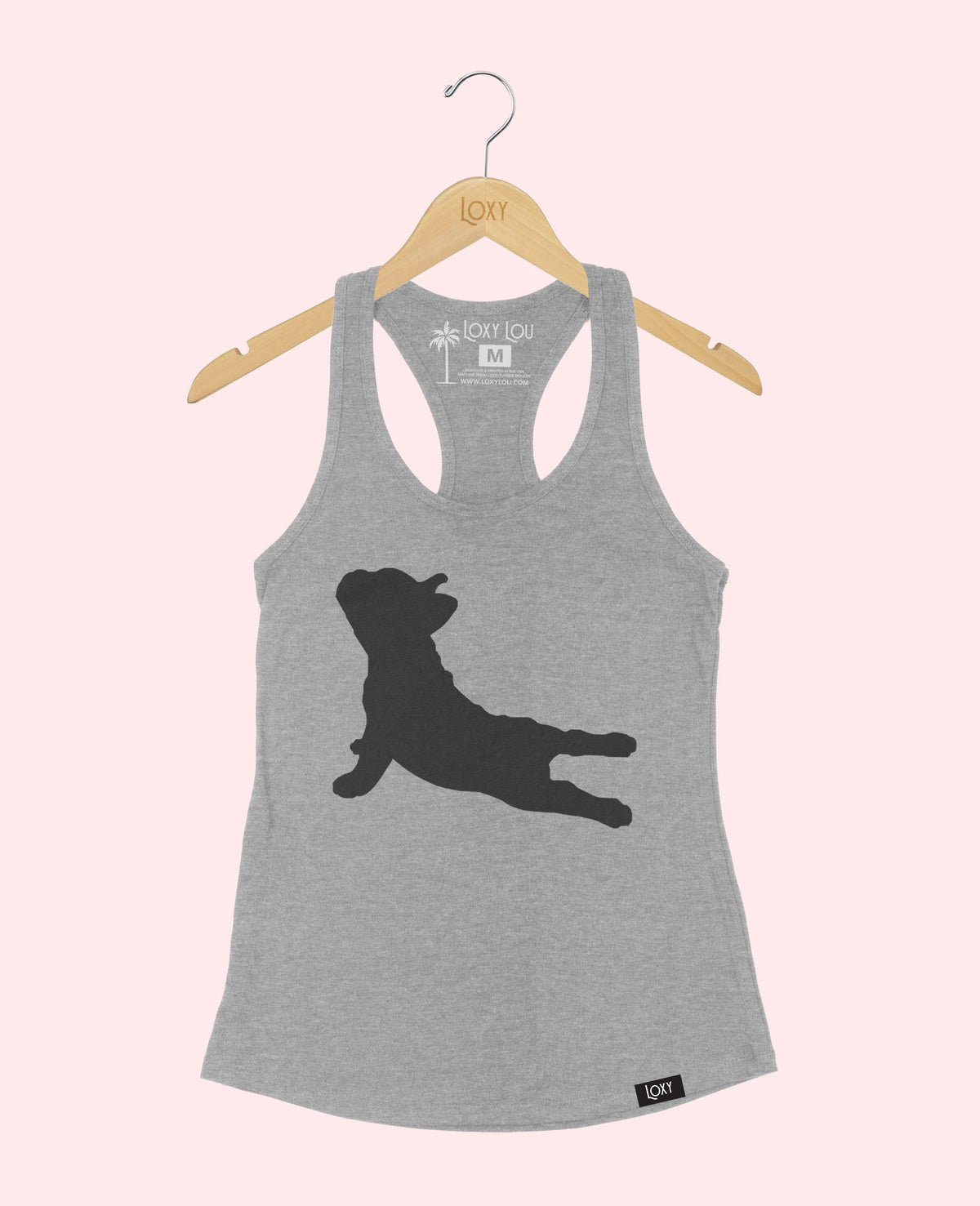 Heather Gray Tank Top 1533 frenchieyoga1bk.webp