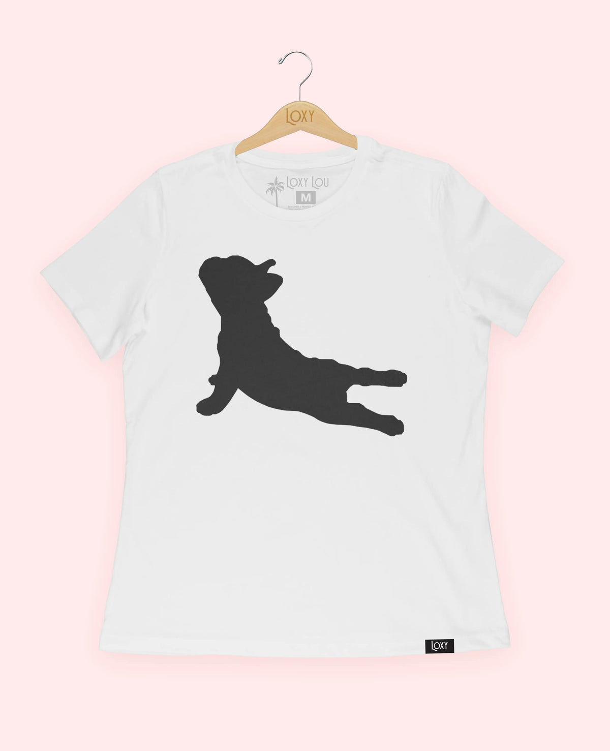 White Tee 6400 frenchieyoga1bk.webp