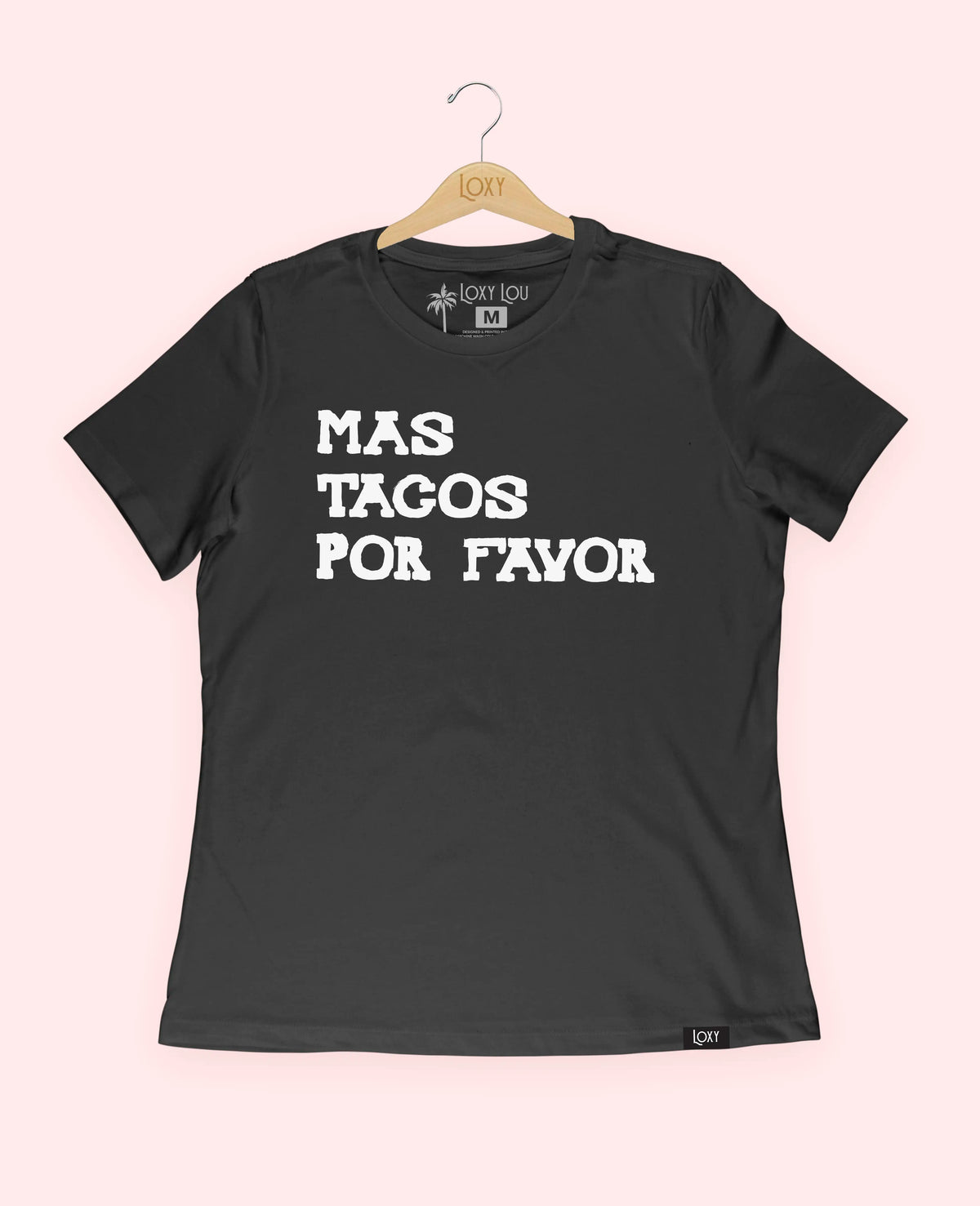 Black Tee 6400 Mas Tacos Por Favor - White.webp