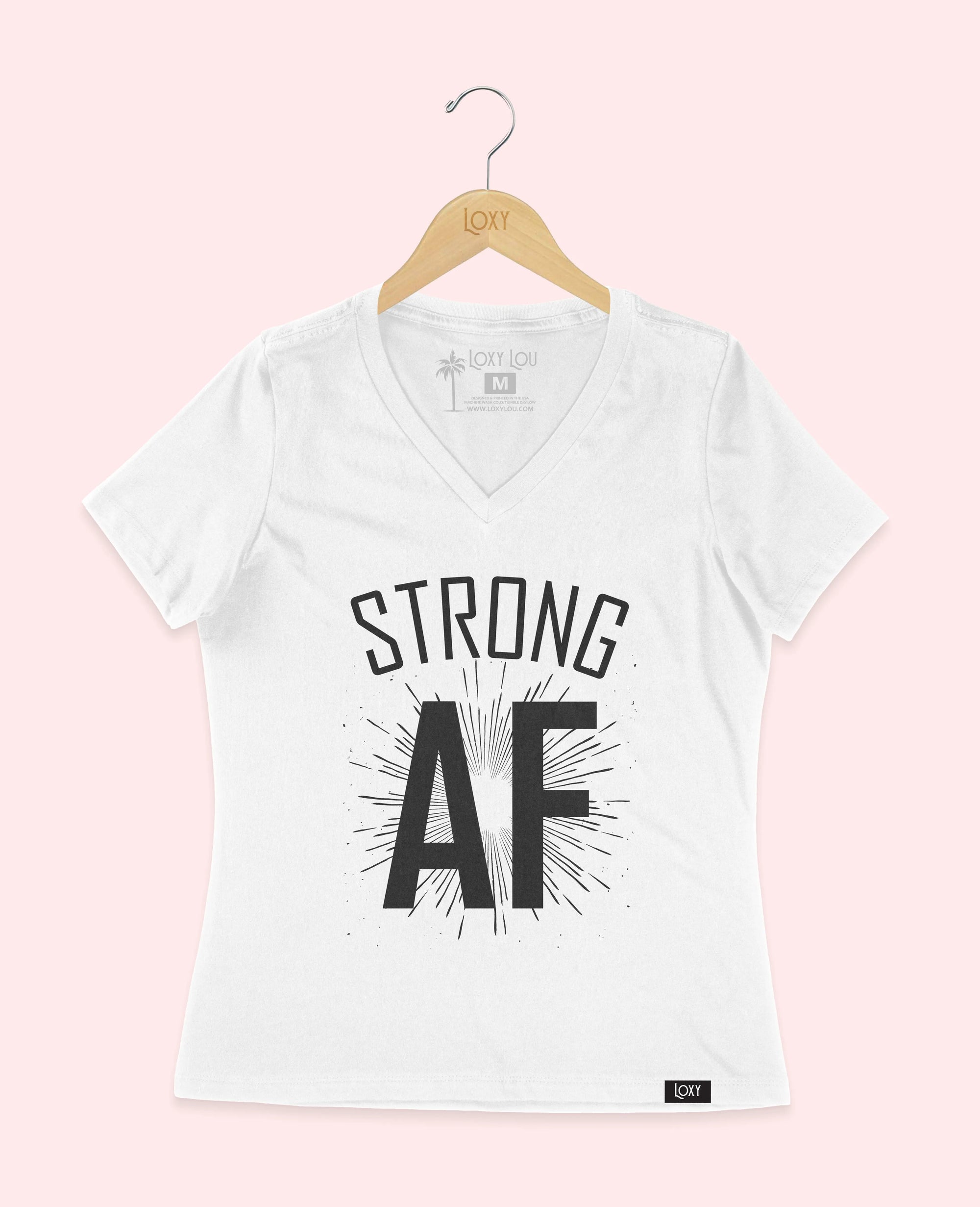 White V-neck 6405 Strong AF - black.webp