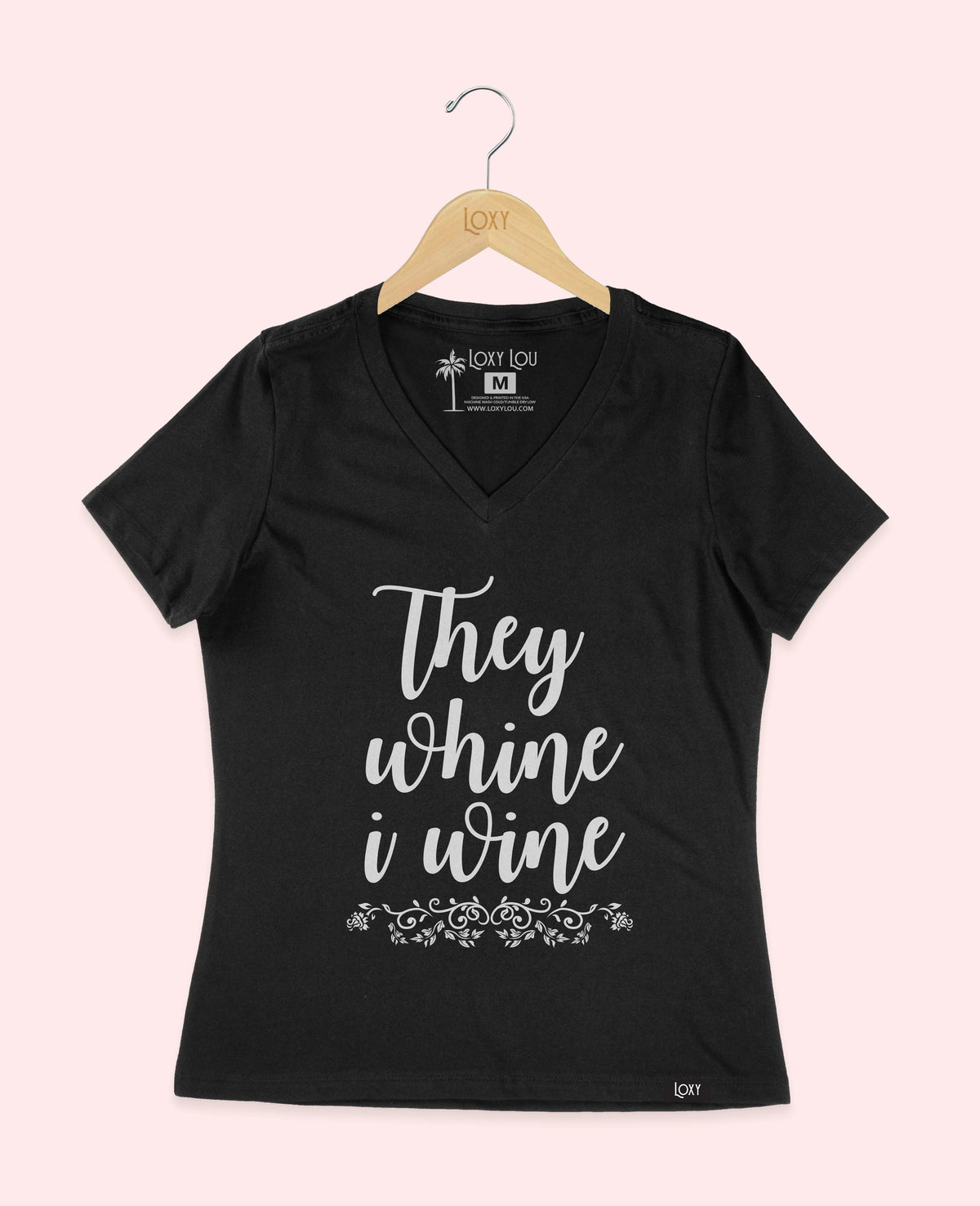 Black V-neck 6405 They whine I wine - white.webp