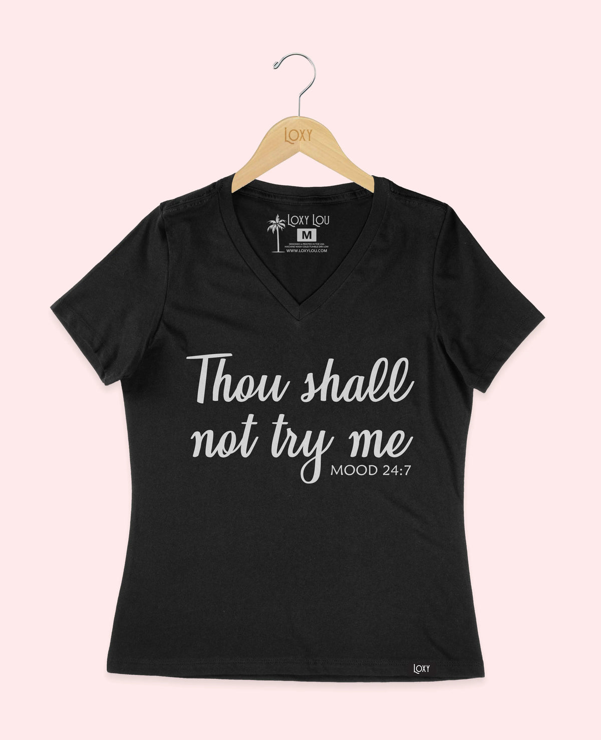 Black V-neck 6405 thoushallnot1bk.webp