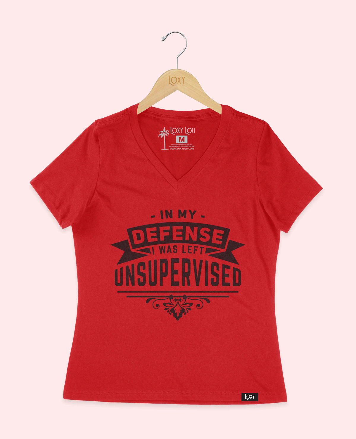 Red V-neck 6405 In My Defense - white.webp