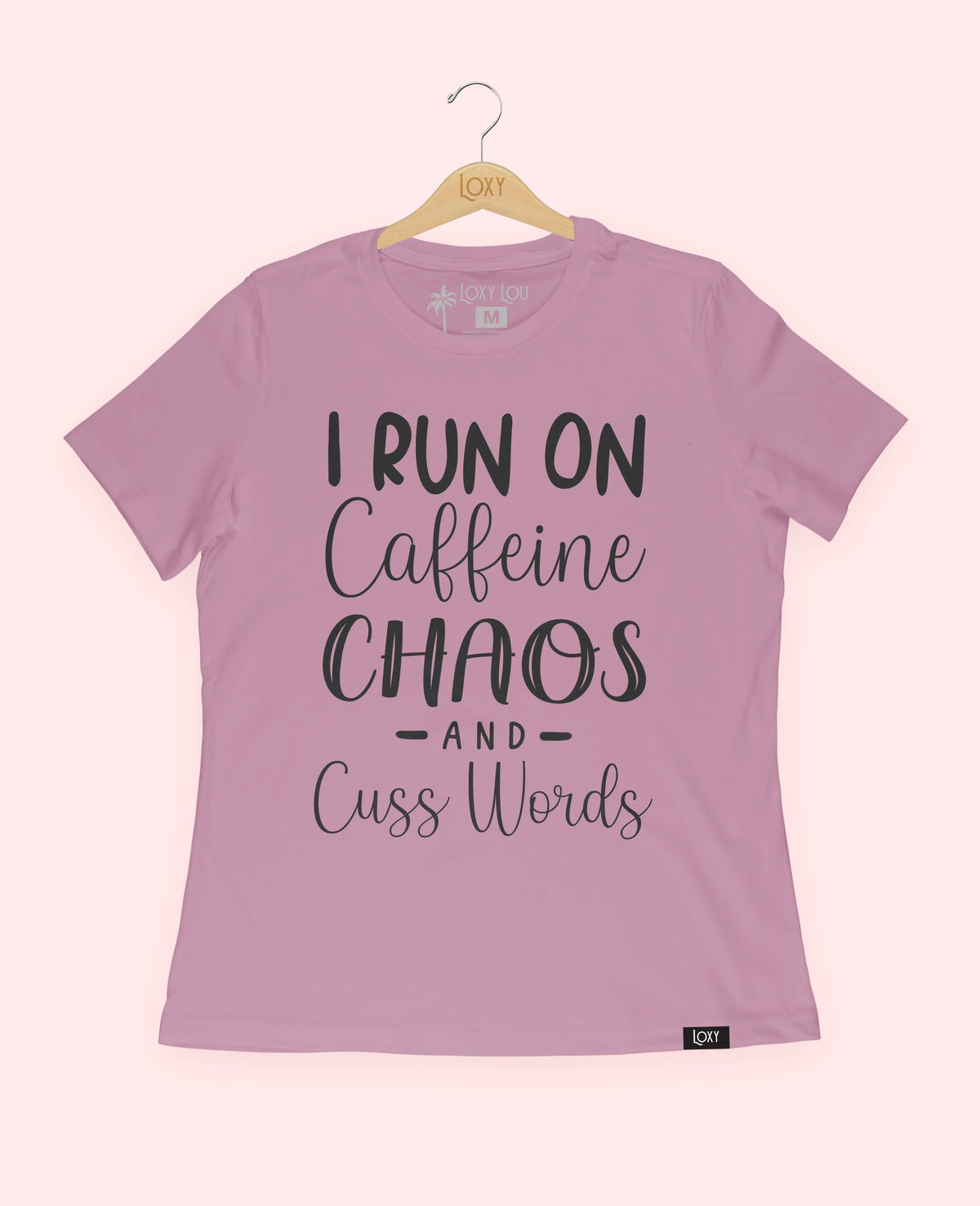 Orchid Tee 6400 Caffeine Chaos &amp; Cuss Words - Black.webp