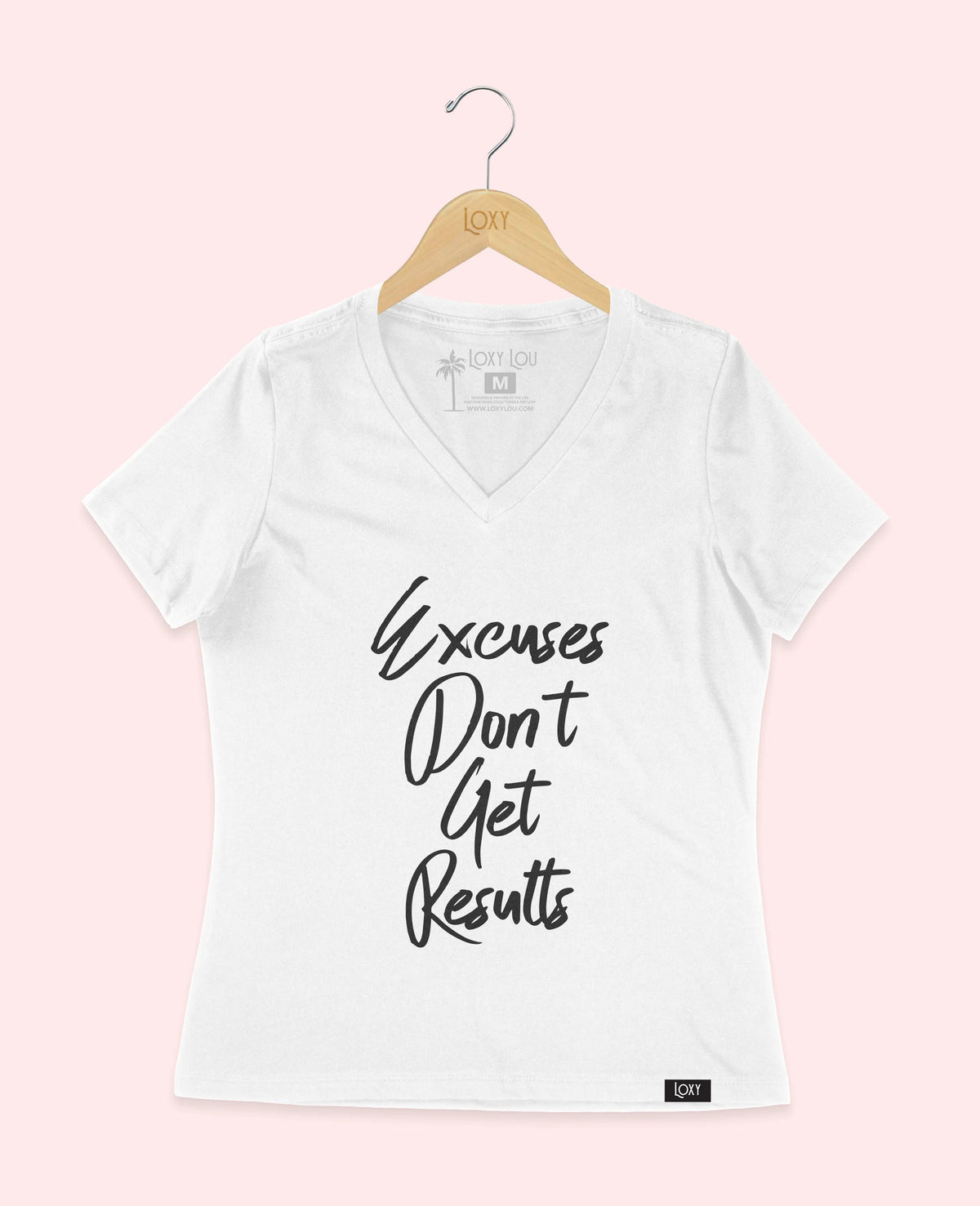 White V-neck 6405 Excuses Dont Get Results - White.webp