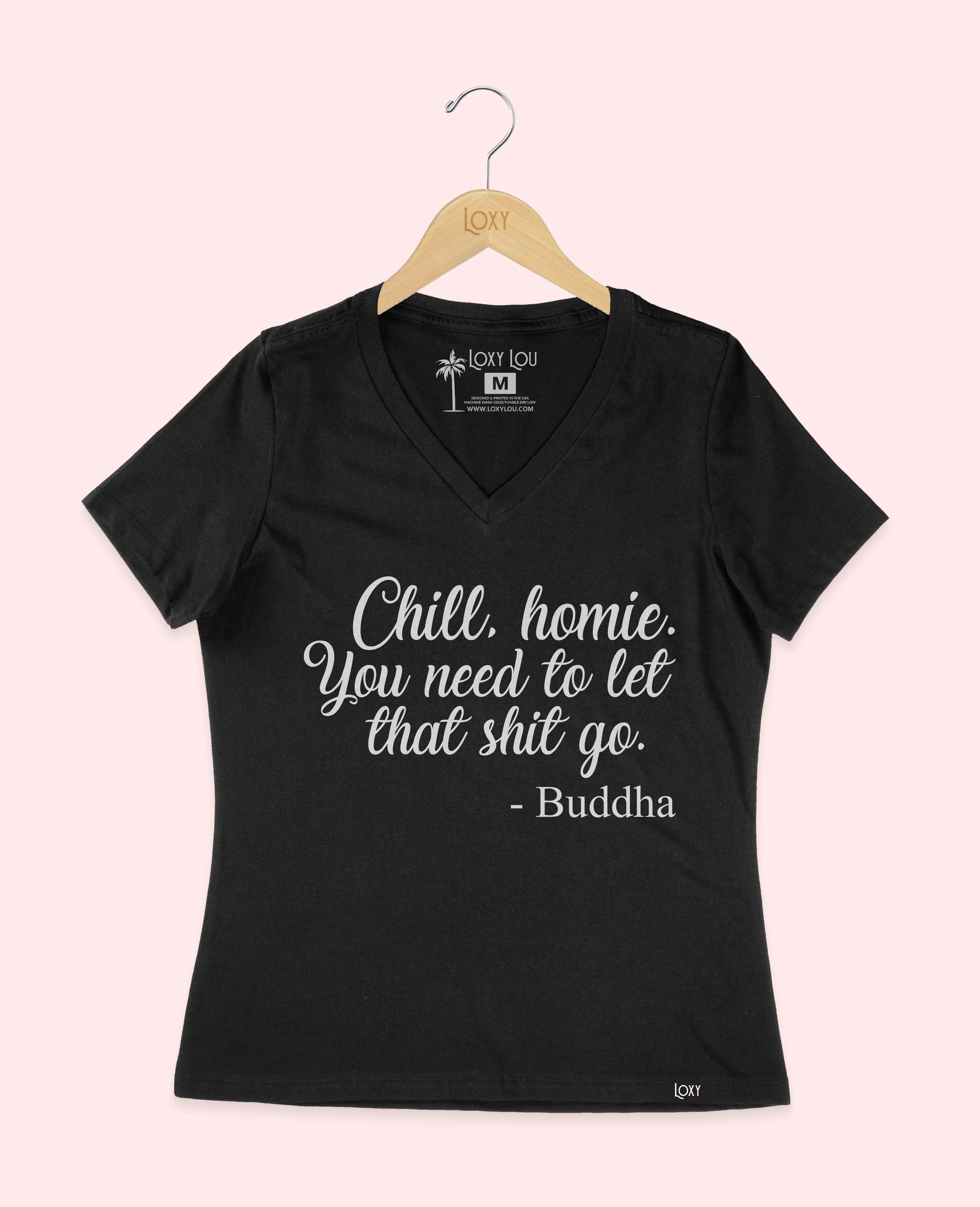 Black V-neck 6405 Chill homie - white.webp