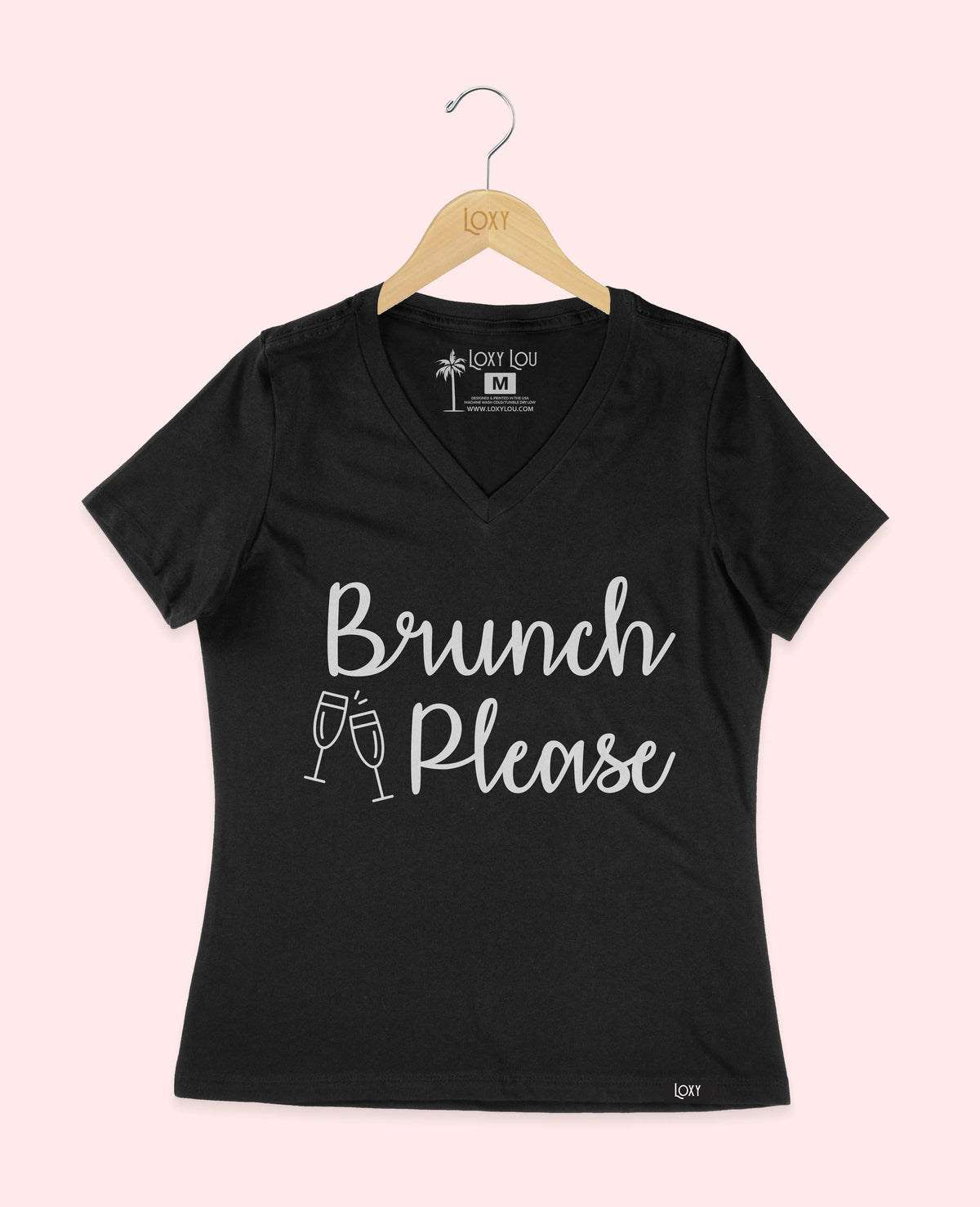 Black V-neck 6405 Brunch Please - White.webp