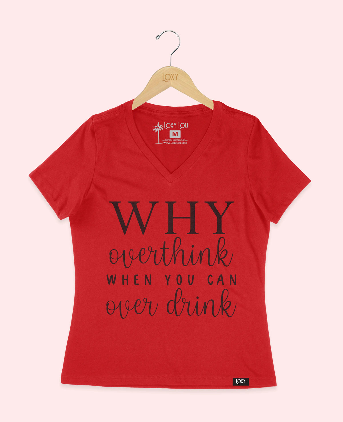 Red V-neck 6405 Why Overthink - Black.webp