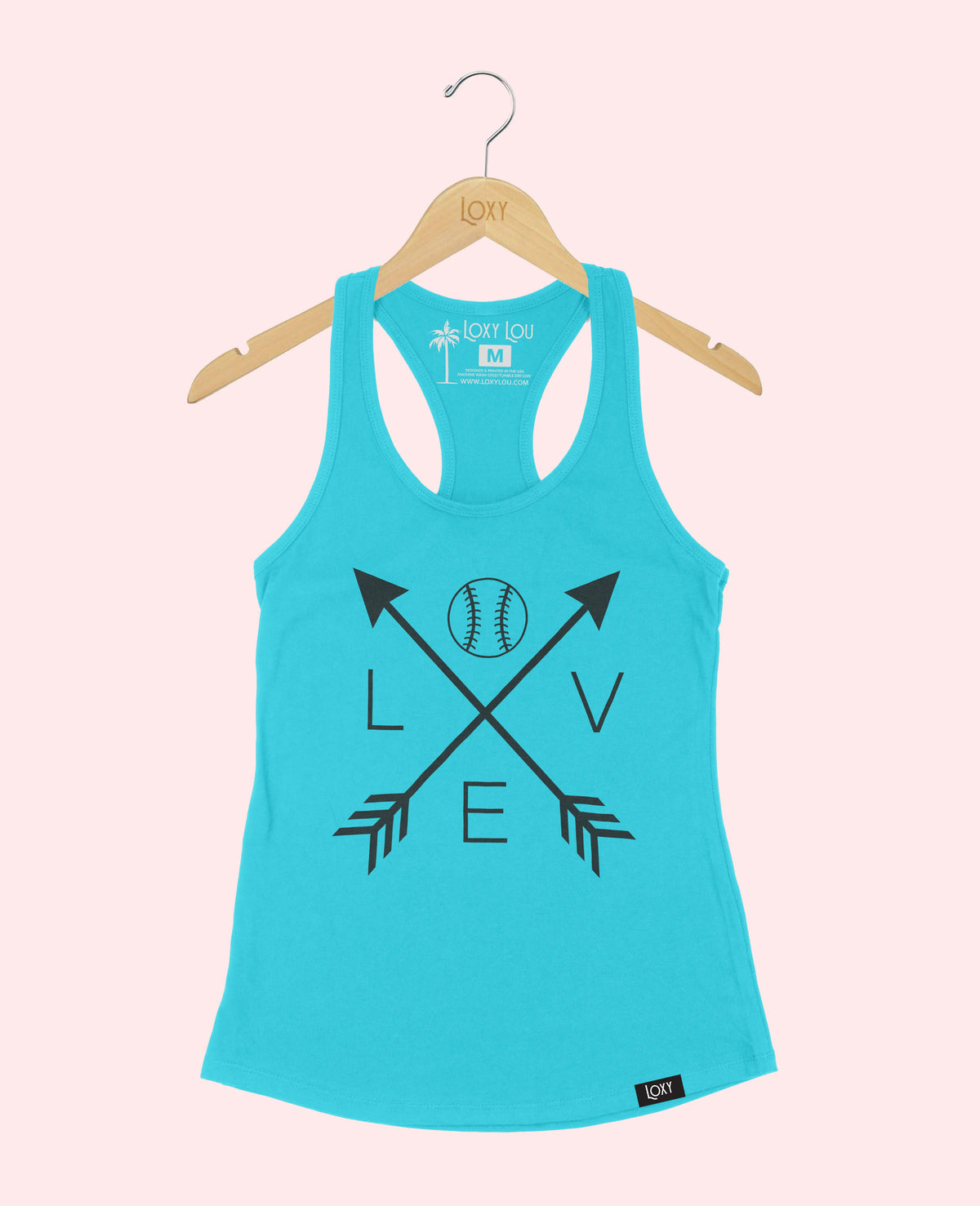 Teal Tank Top 1533 LoveBaseballArrows-Black.webp