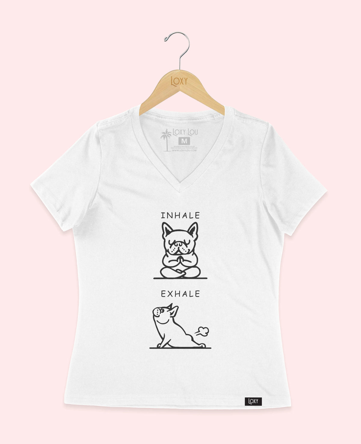 White V-neck 6405 inhaleexhalefrenchie1w.webp