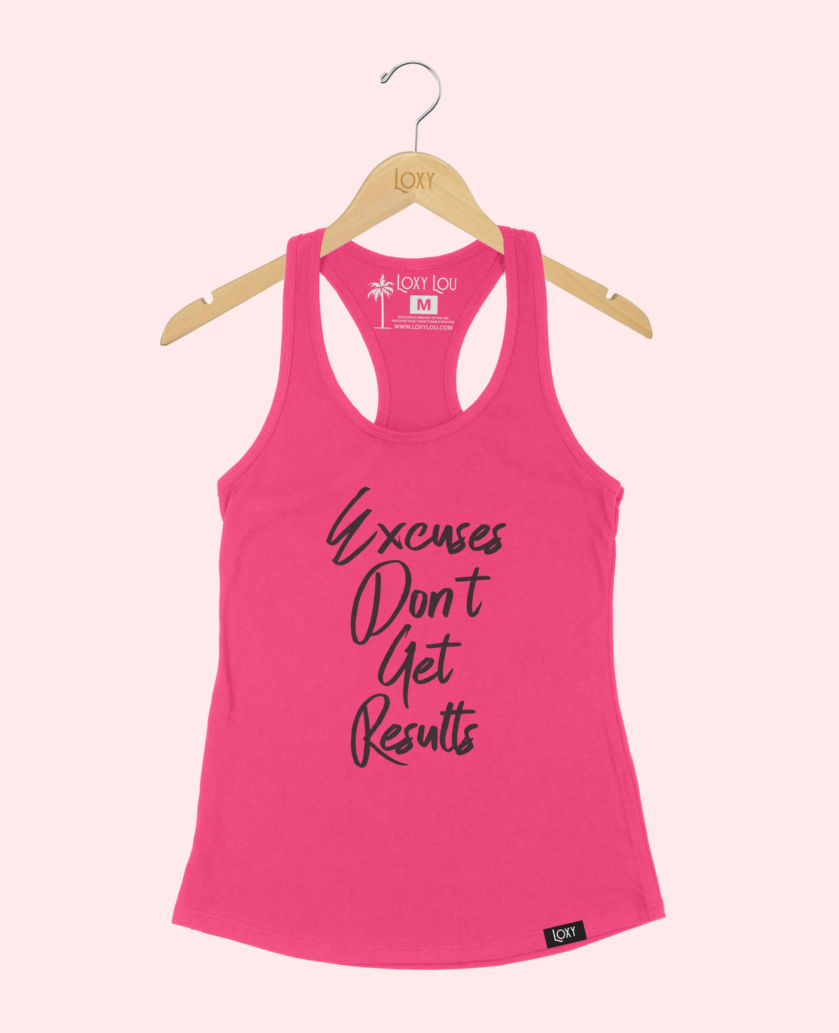 Pink Tank Top 1533 Excuses Dont Get Results - White.webp