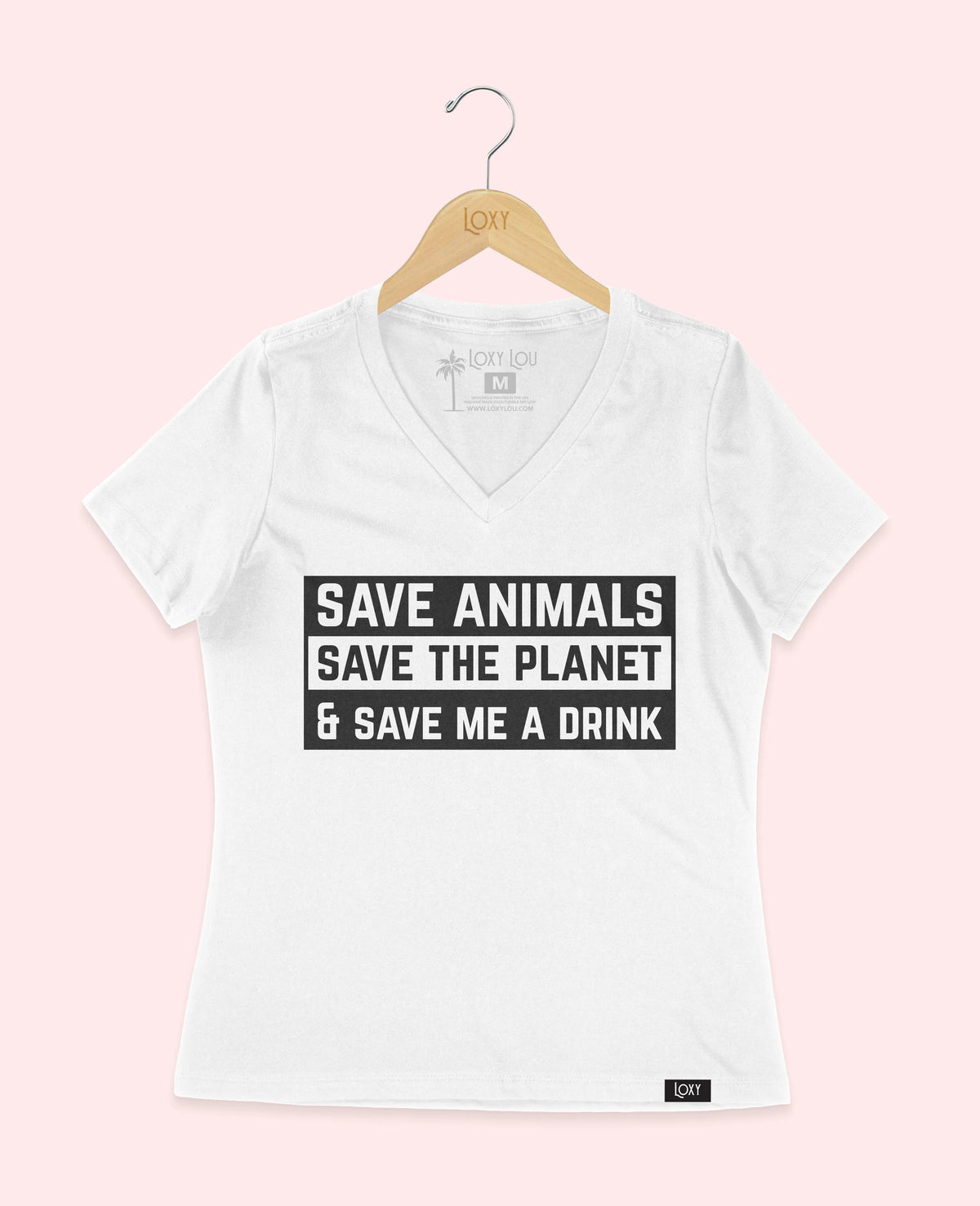 White V-neck 6405 save animales black.webp