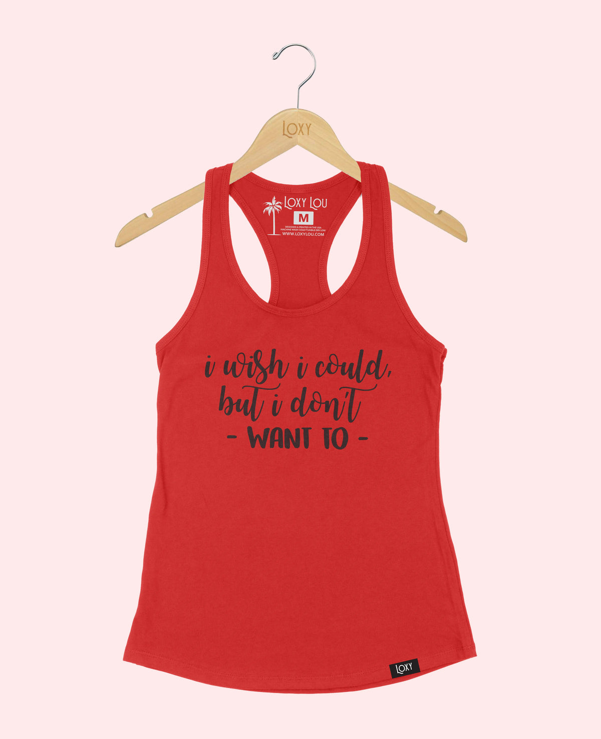 Red Tank Top 1533 I wish I could but I dont want to Black.webp