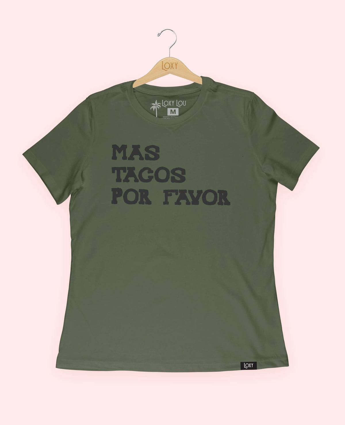 Military Green Tee 6400 Mas Tacos Por Favor - Black.webp