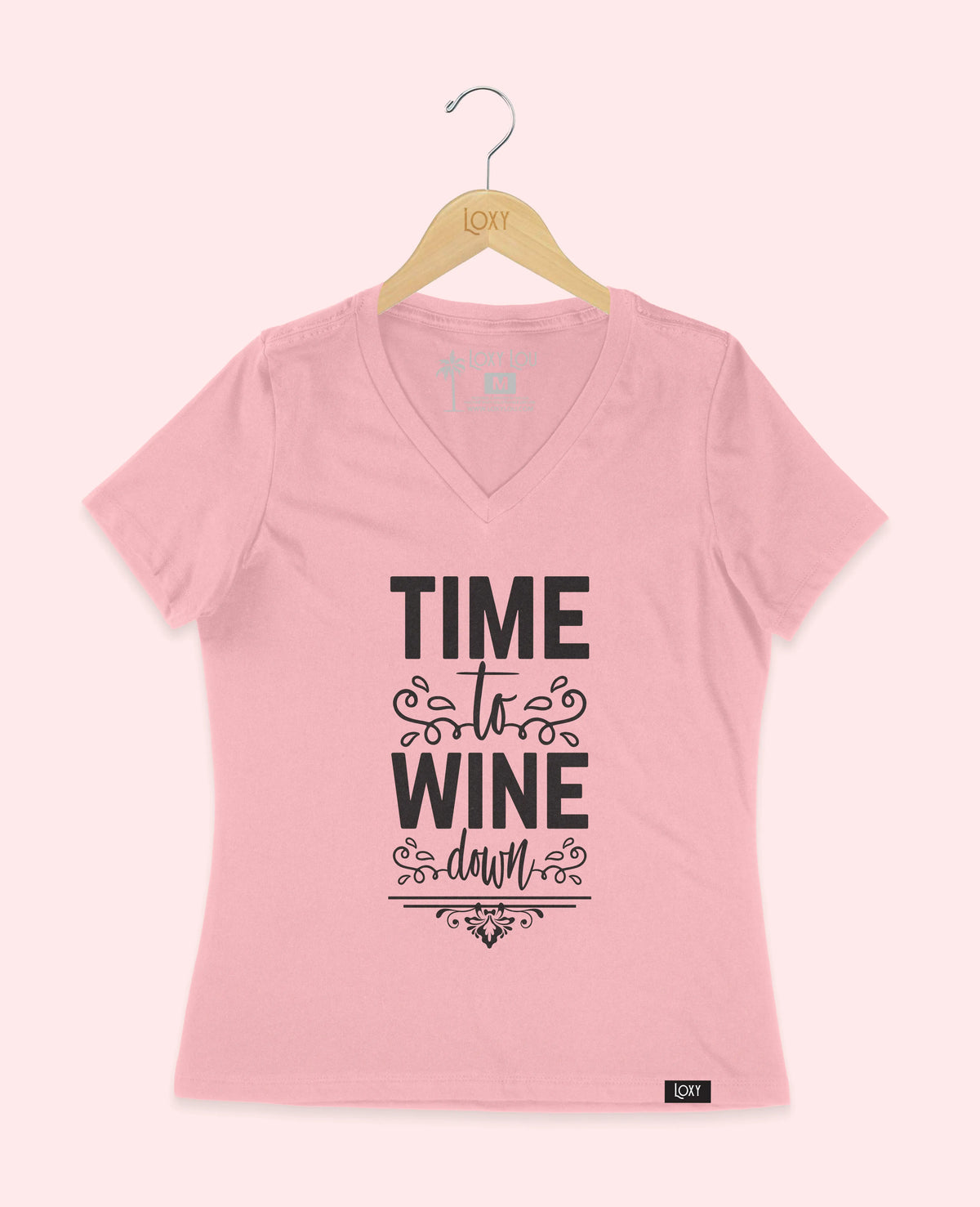 Pink V-neck 6405 Time to Whine - Black.webp