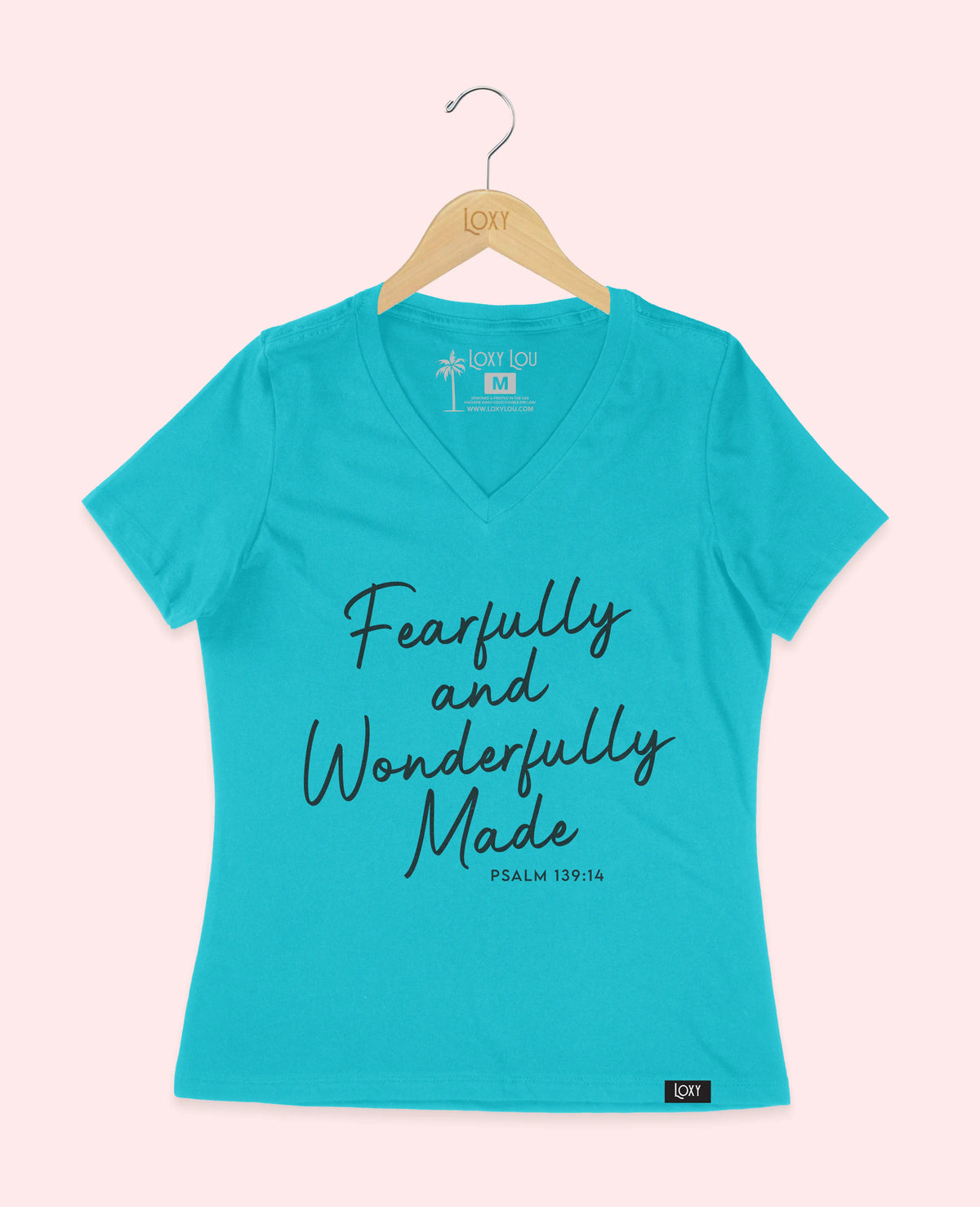 Turquiose V-neck 6405 Fearfully and Wonderfully Made - Black.webp