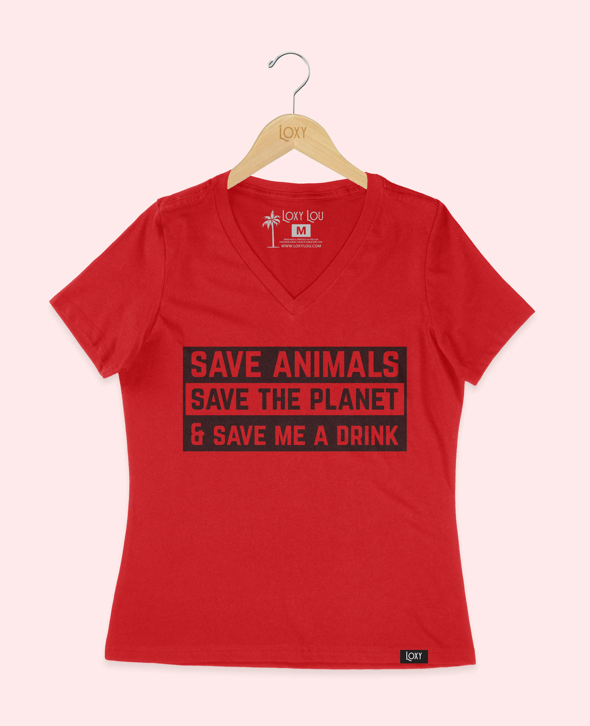 Red V-neck 6405 save animales black.webp