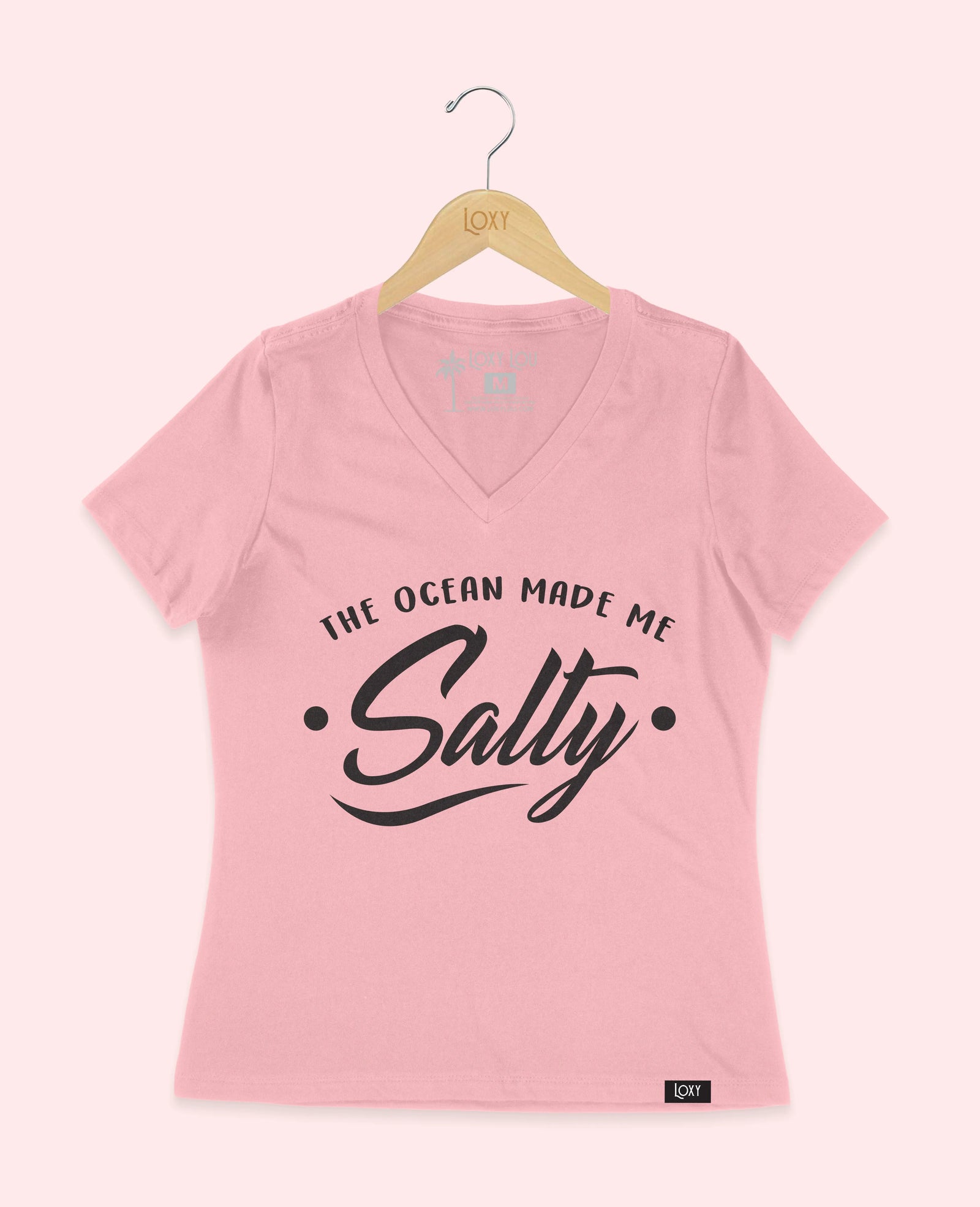 Pink V-neck 6405 The Ocean Made ME Salty - White.webp