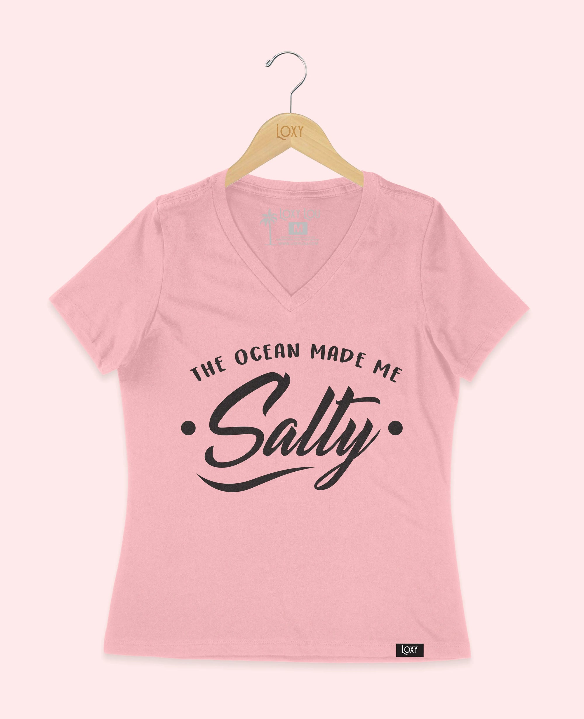 Pink V-neck 6405 The Ocean Made ME Salty - White.webp