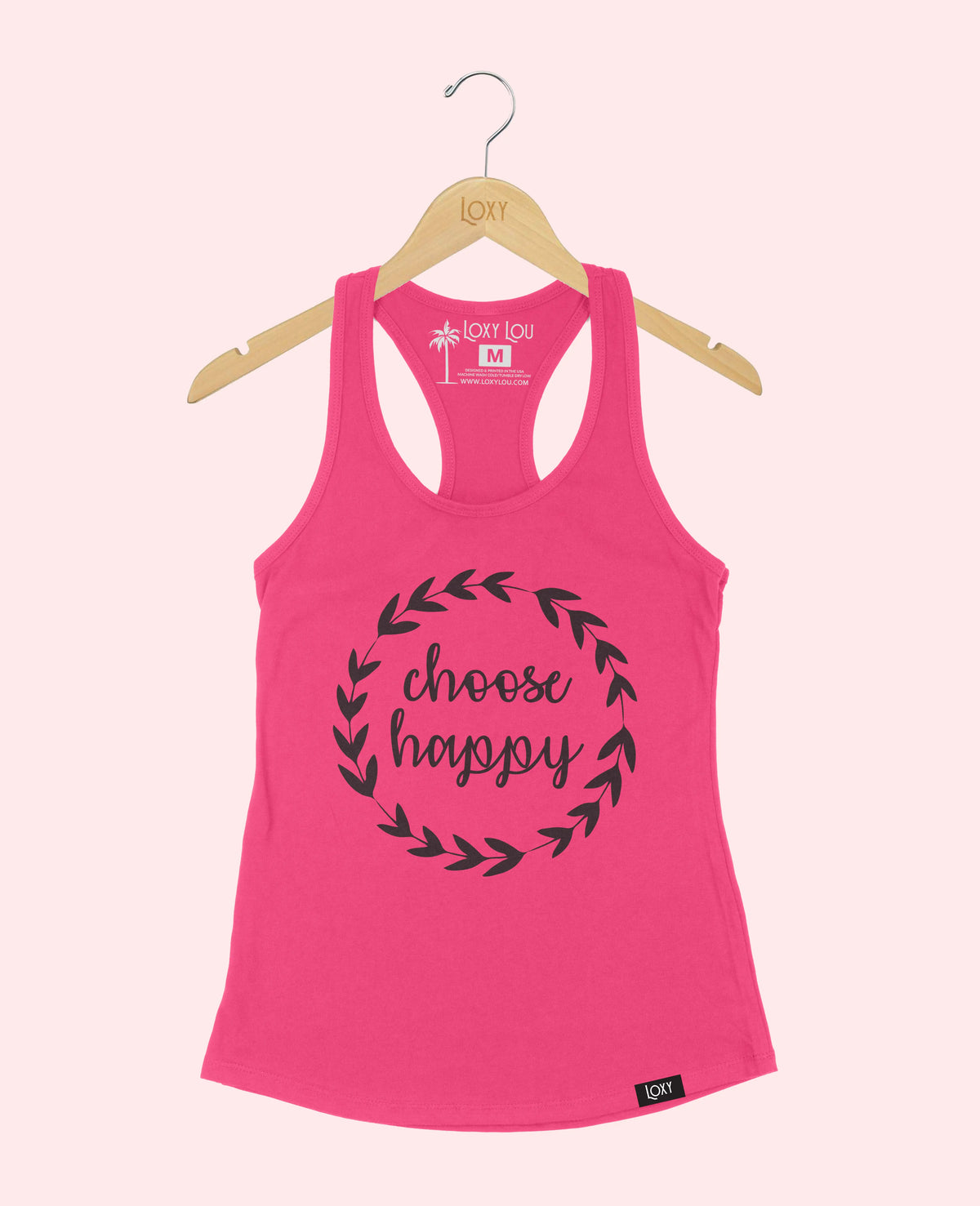 Pink Tank Top 1533 Choose Happy - Black.webp