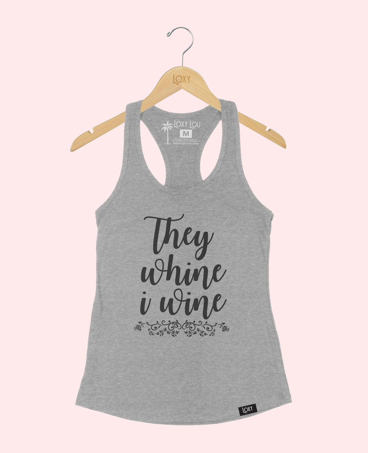 Heather Gray Tank Top 1533 They whine I wine - black.webp