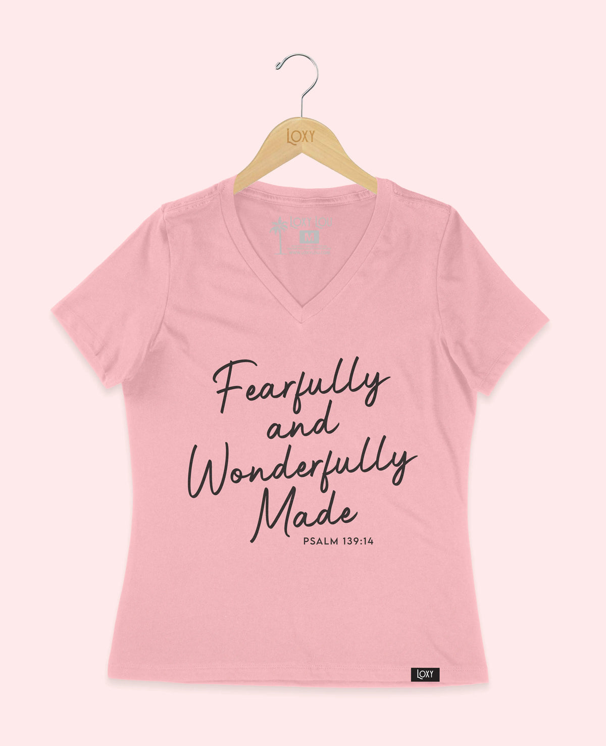 Pink V-neck 6405 Fearfully and Wonderfully Made - Black.webp