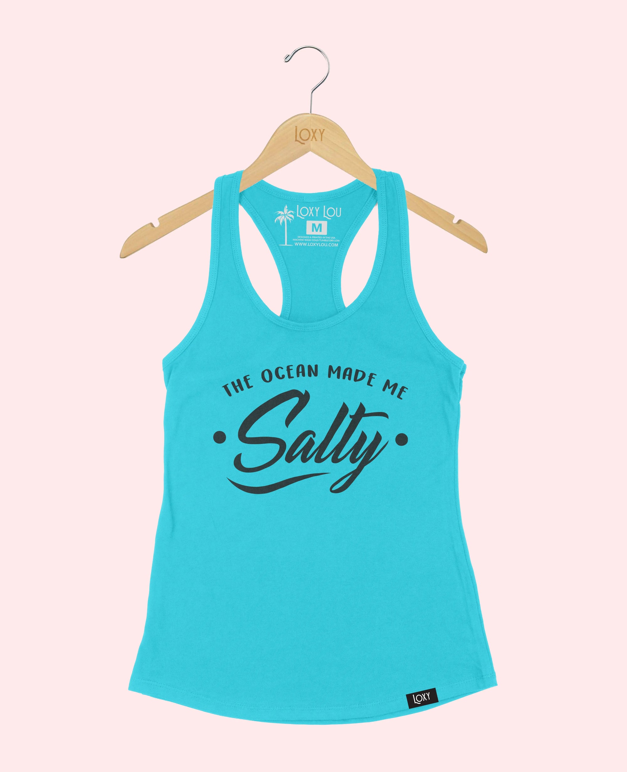 Teal Tank Top 1533 The Ocean Made ME Salty - White.webp