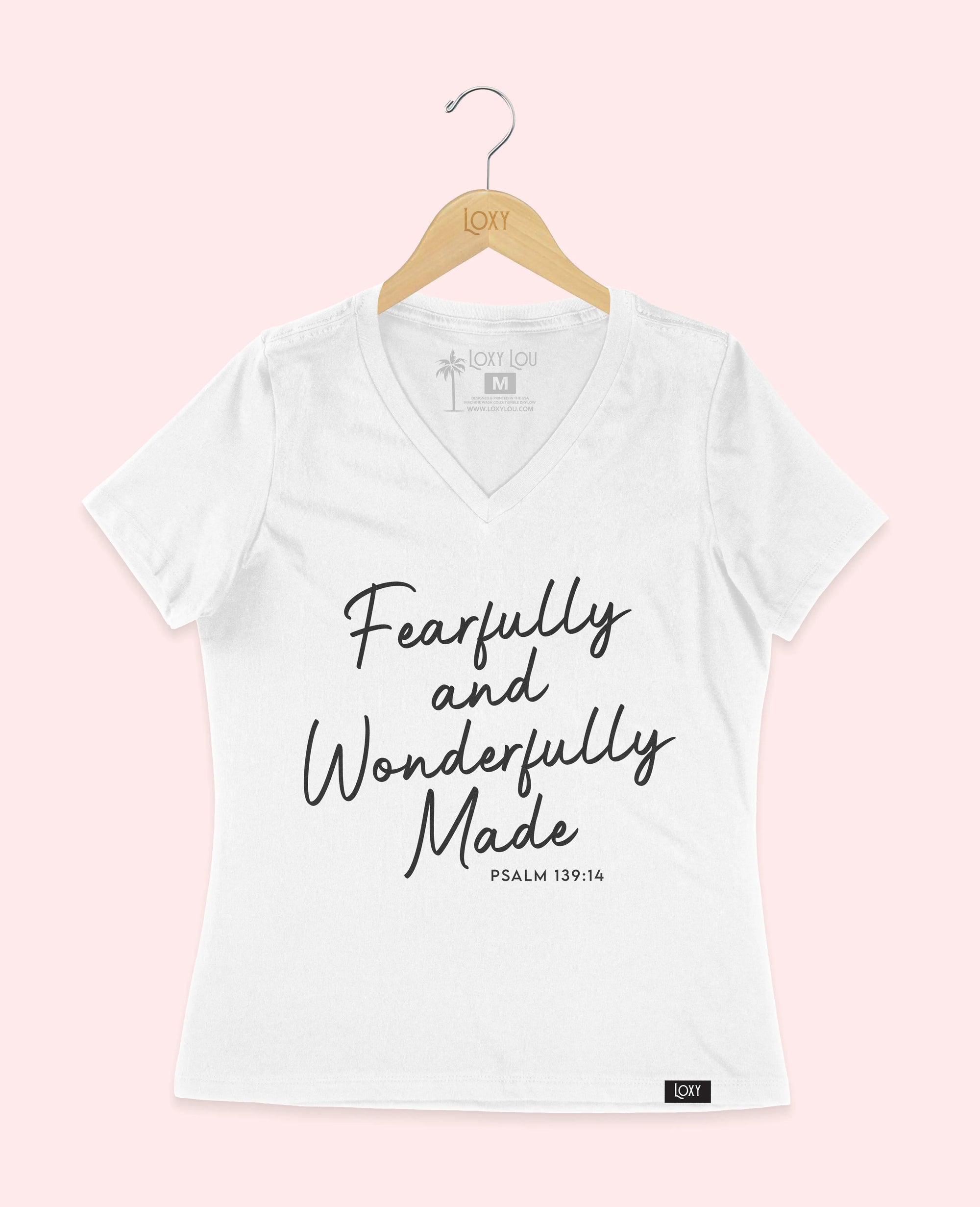 White V-neck 6405 Fearfully and Wonderfully Made - Black.webp