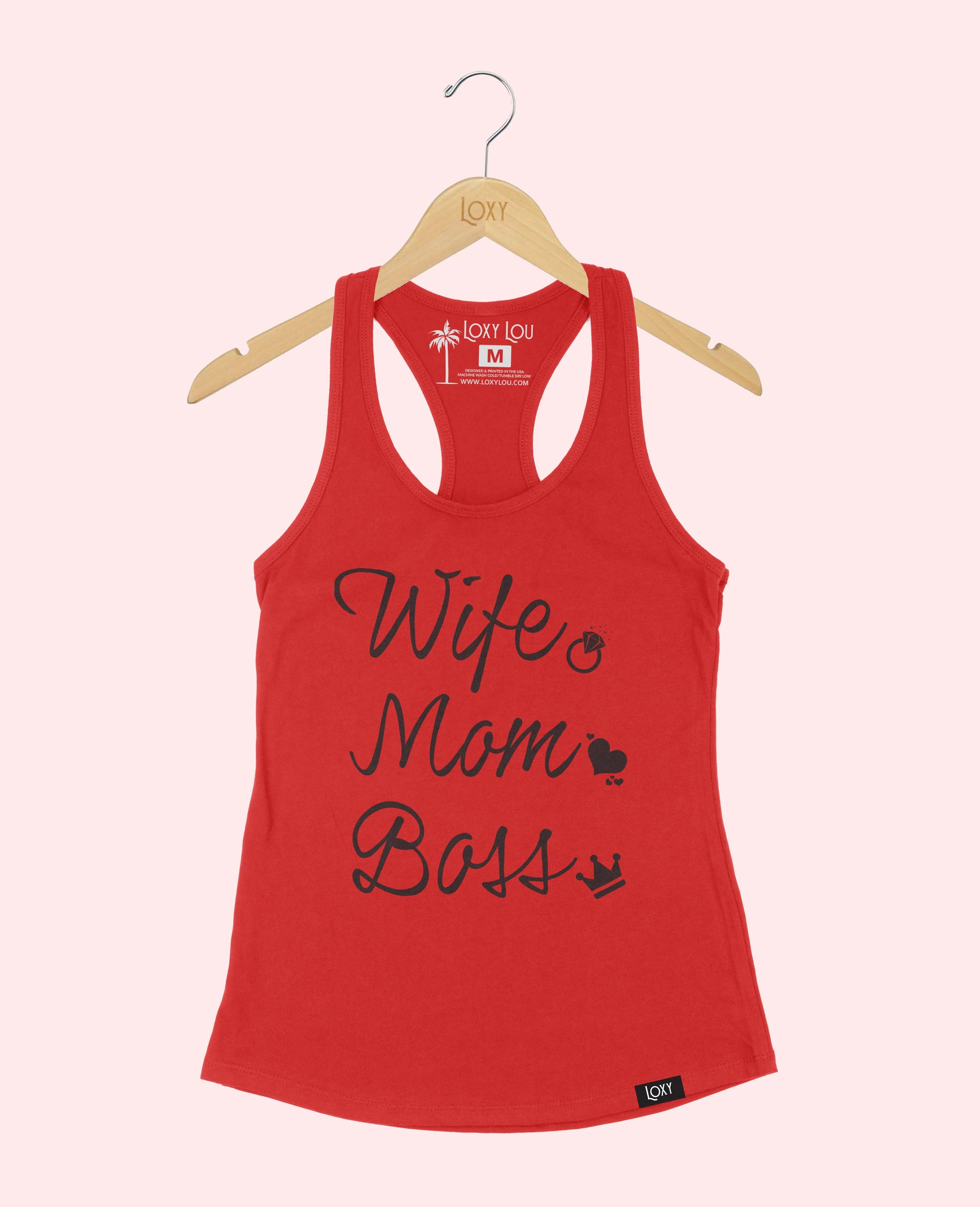 Red Tank Top 1533 wife mom boss logo - white.webp