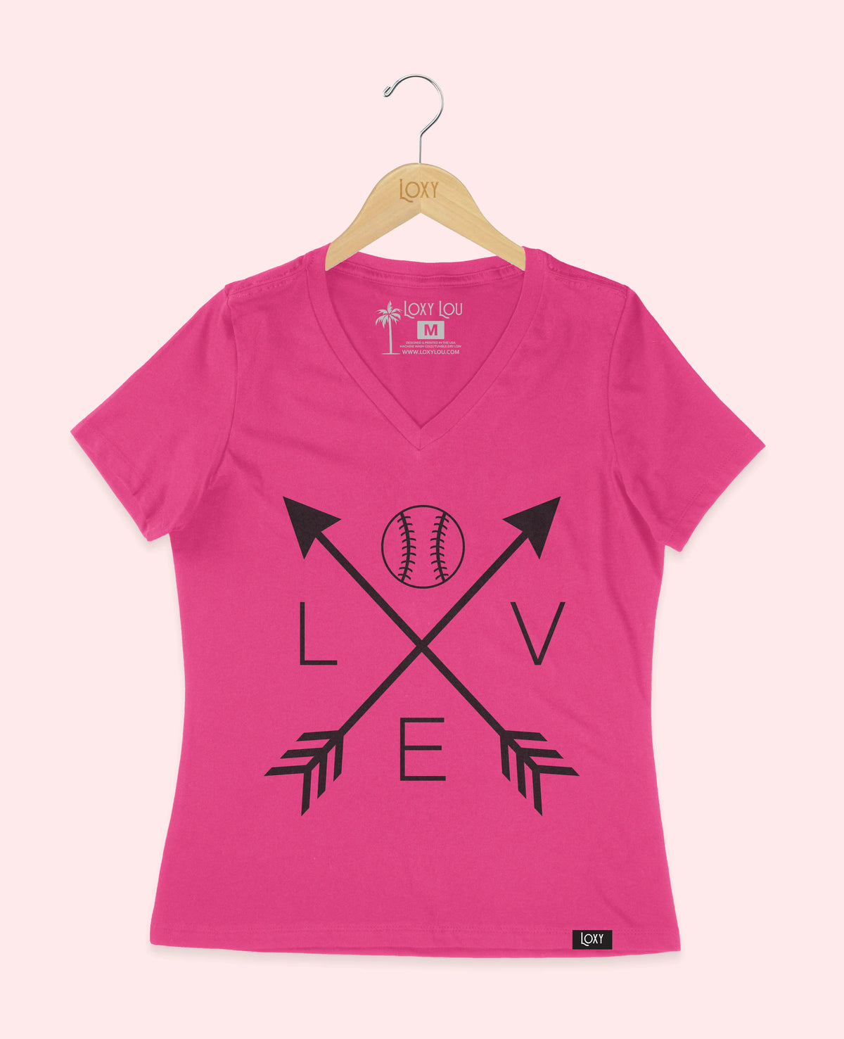 Berry V-neck 6405 LoveBaseballArrows-Black.webp