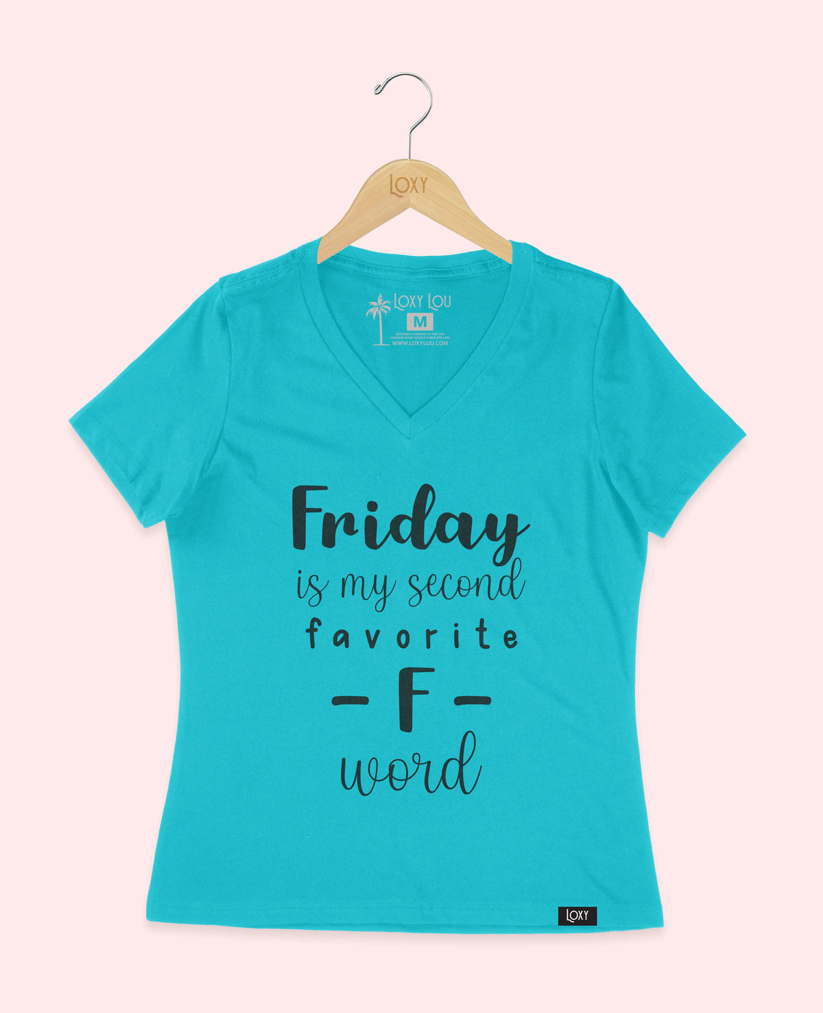 Turquiose V-neck 6405 Friday Is My Second Favorite - Black.webp