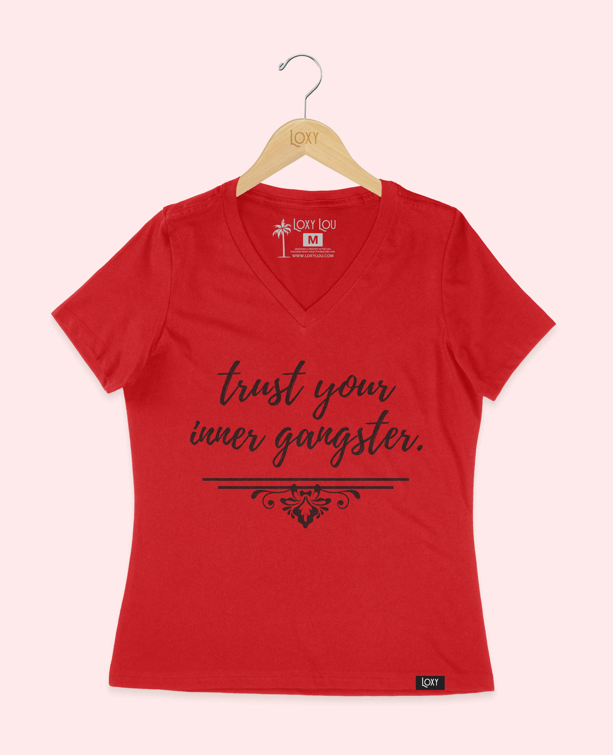 Red V-neck 6405 Trust Your inner Gangster - Black.webp