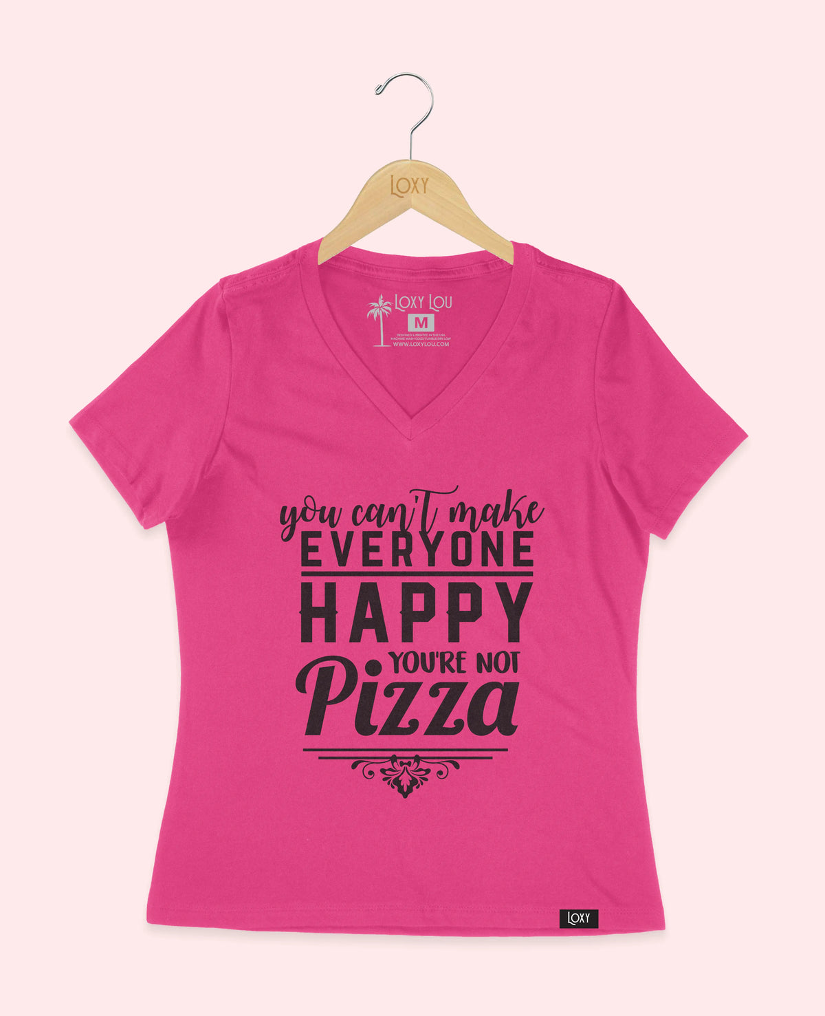 Berry V-neck 6405 you cant make everyone PIZZA - black logo.webp