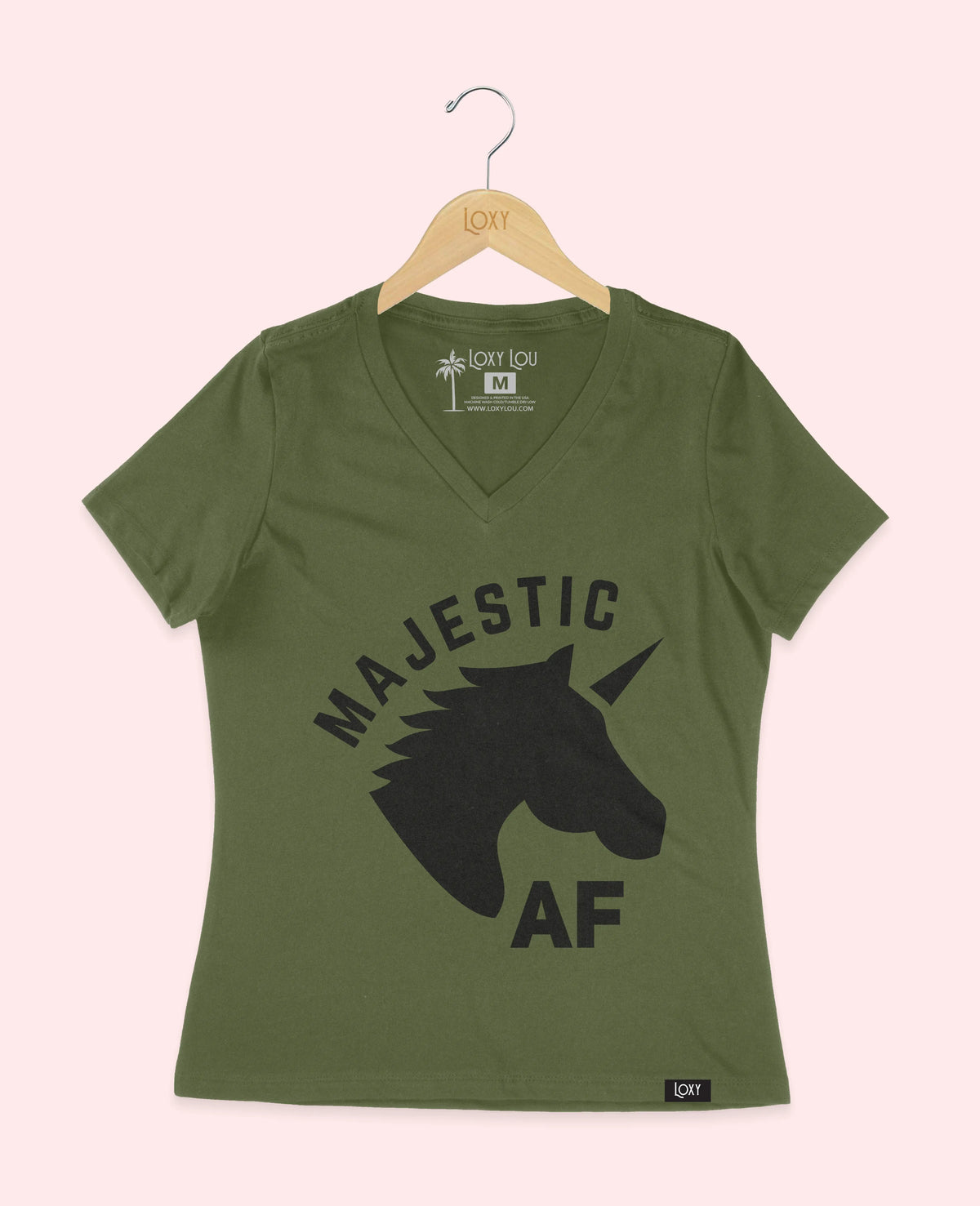 Military Green V-neck 6405 Majestic AF Black.webp