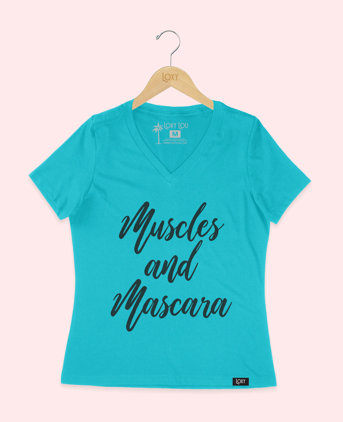 Turquiose V-neck 6405 Muscles and Mascara - White.webp