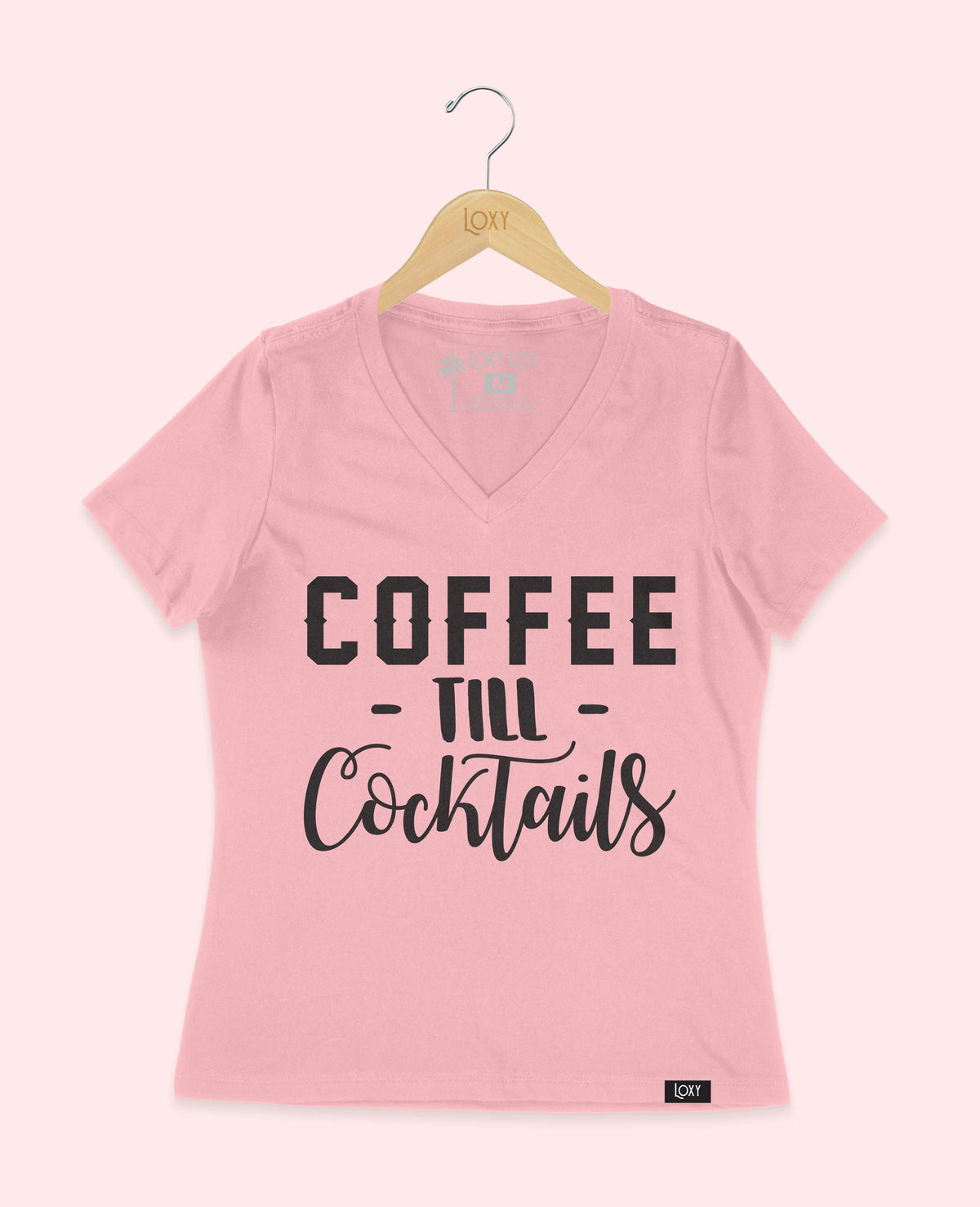 Pink V-neck 6405 Coffee til Cocktails - white.webp