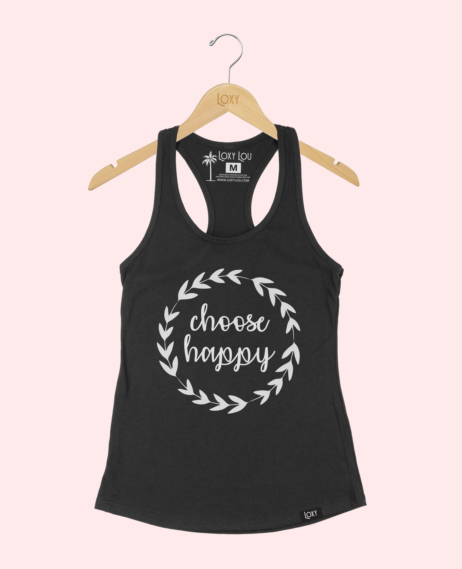 Black Tank Top 1533 Choose Happy - White.webp