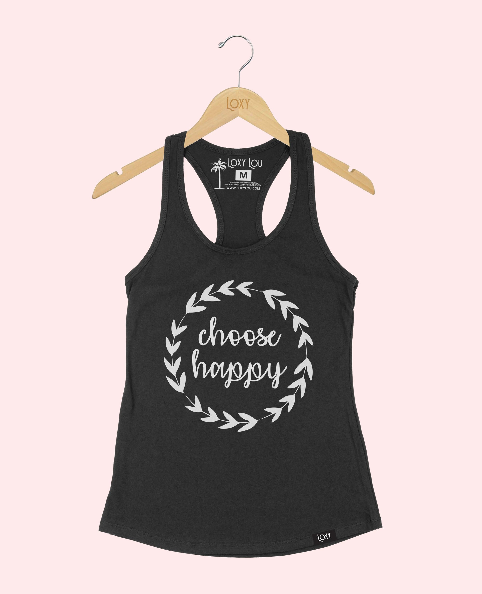 Black Tank Top 1533 Choose Happy - White.webp