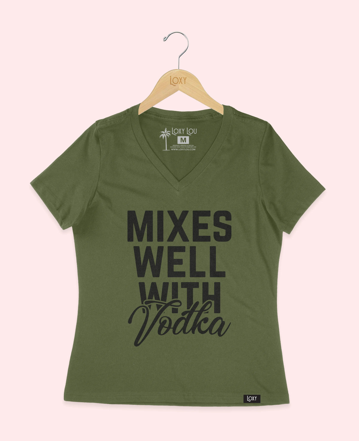 Military Green V-neck 6405 Mixes well with Vodka - White.webp