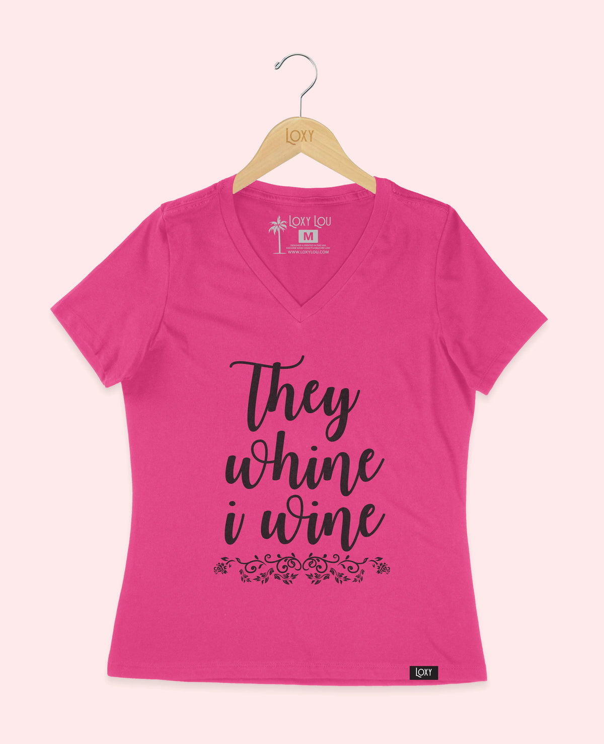 Berry V-neck 6405 They whine I wine - black.webp