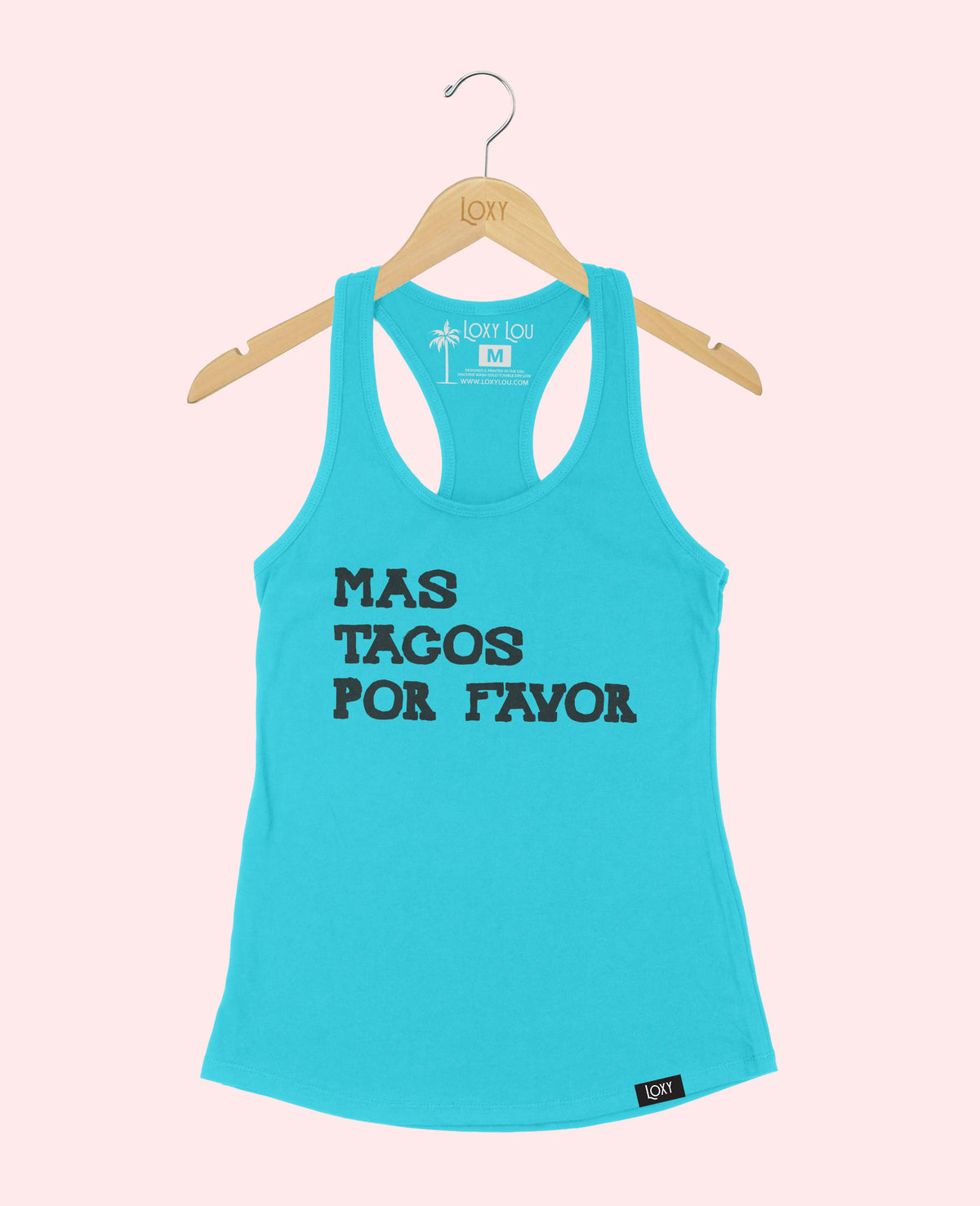 Teal Tank Top 1533 Mas Tacos Por Favor - Black.webp