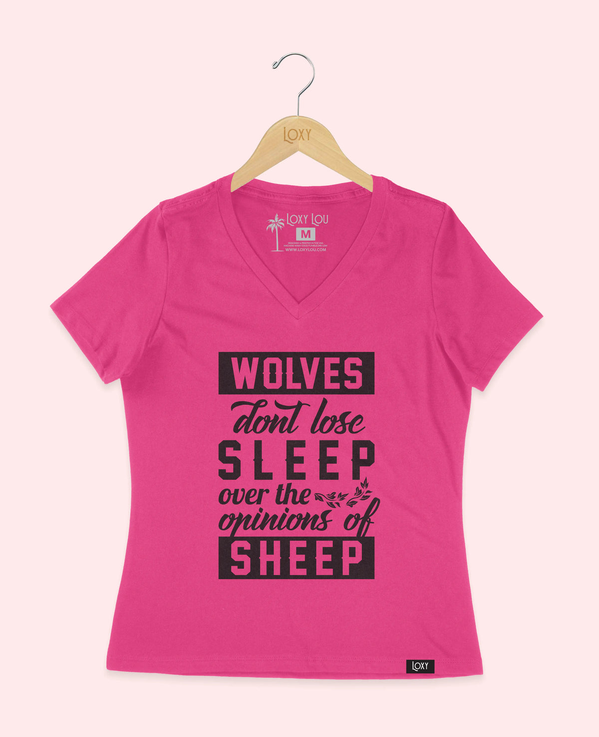 Berry V-neck 6405 Wolves don&#39;t lose sleep - white.webp