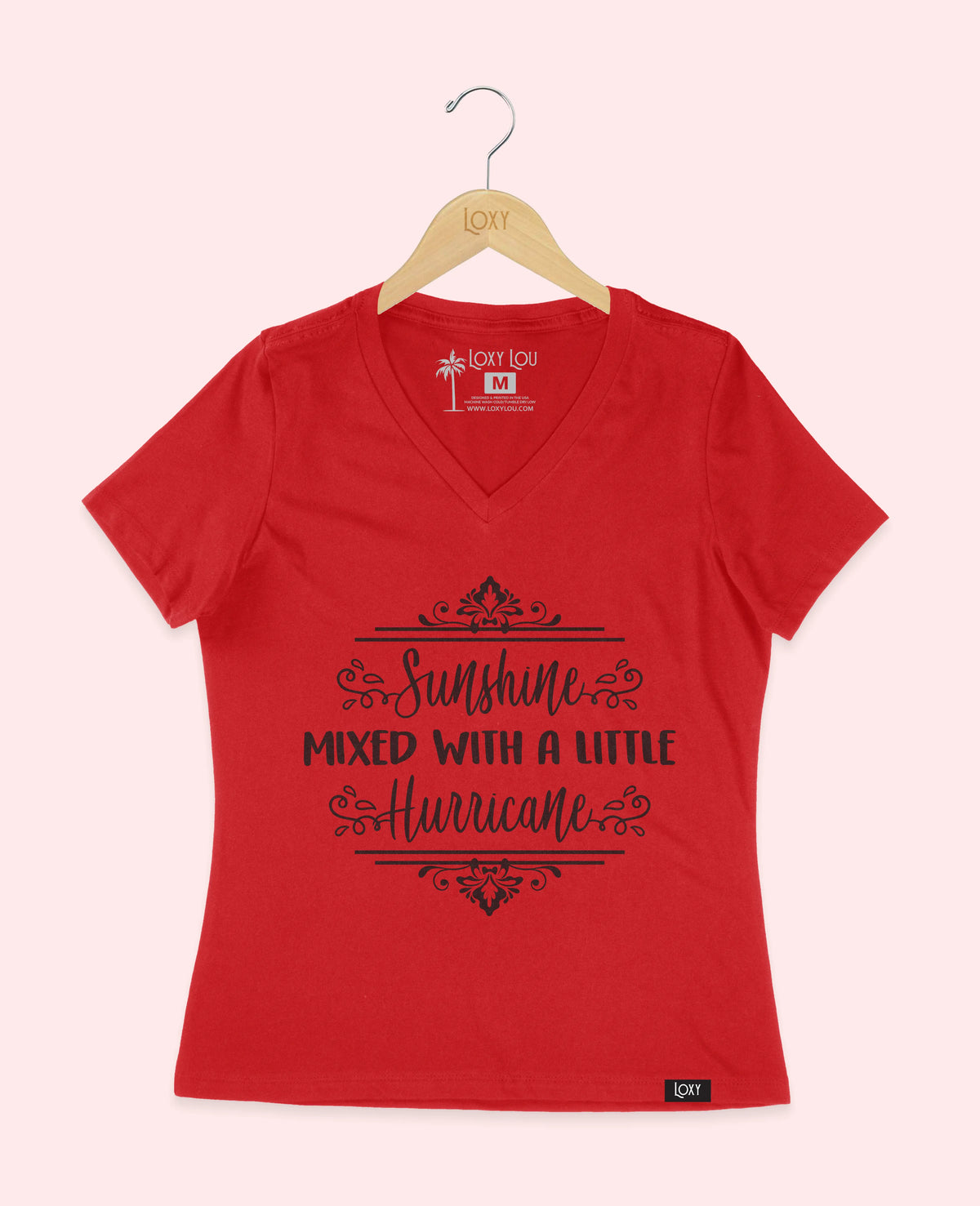 Red V-neck 6405 sunshine mixed with a little - white.webp