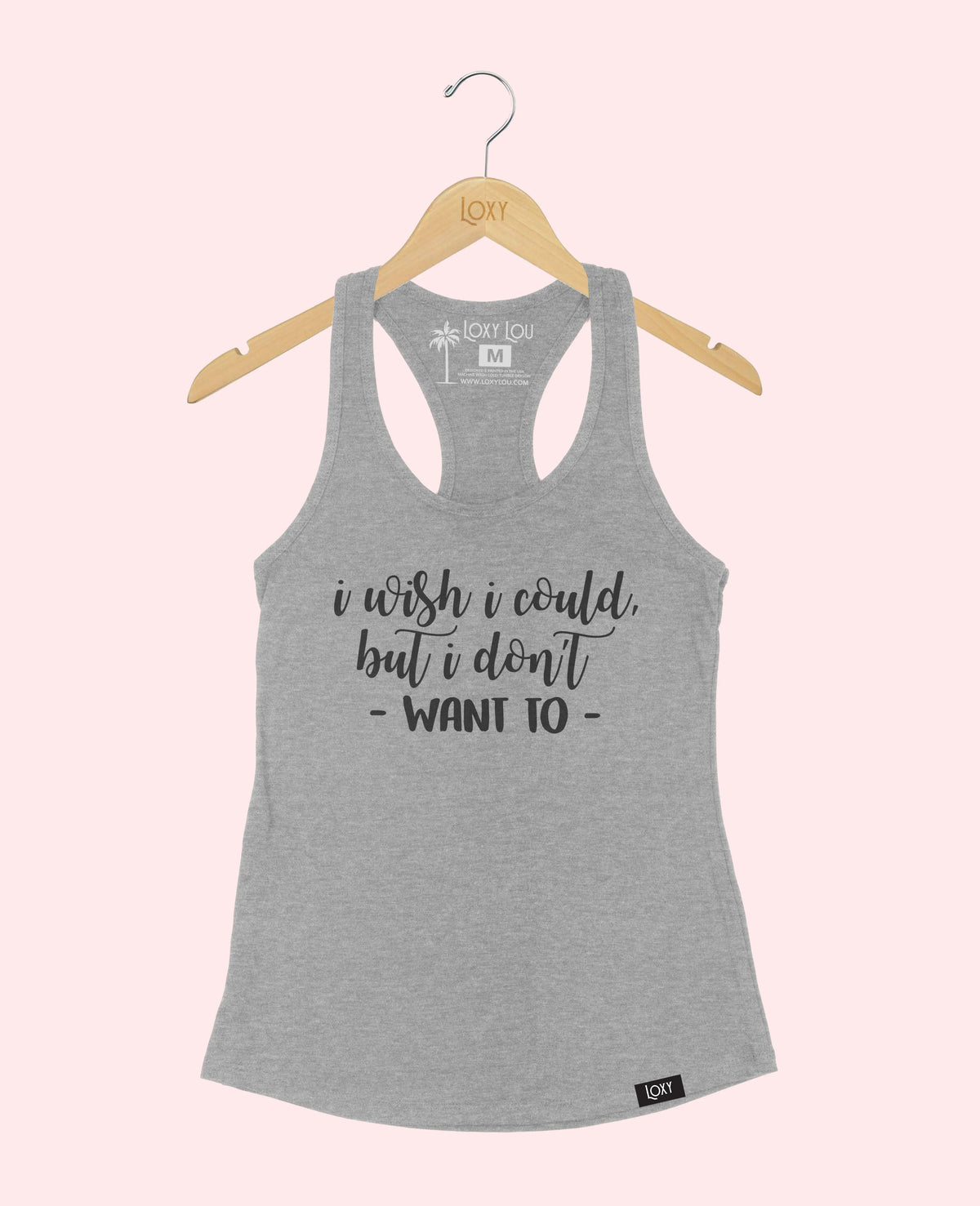 Heather Gray Tank Top 1533 I wish I could but I dont want to Black.webp