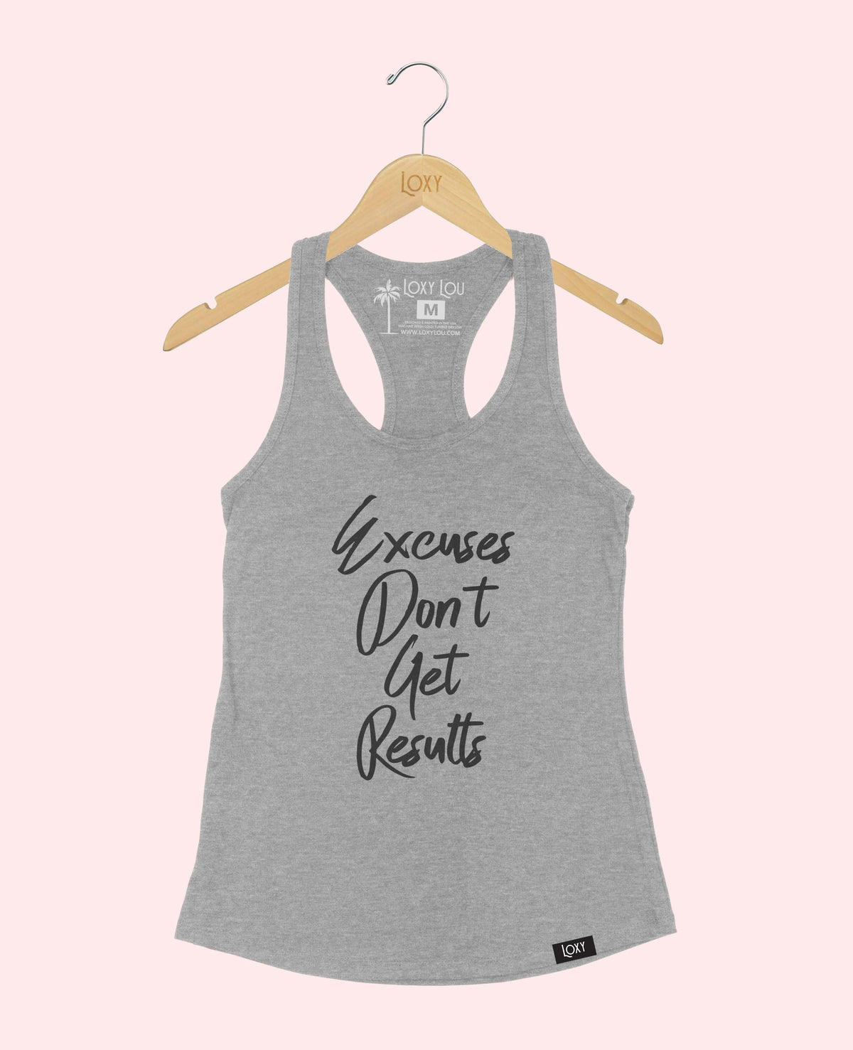 Heather Gray Tank Top 1533 Excuses Dont Get Results - White.webp