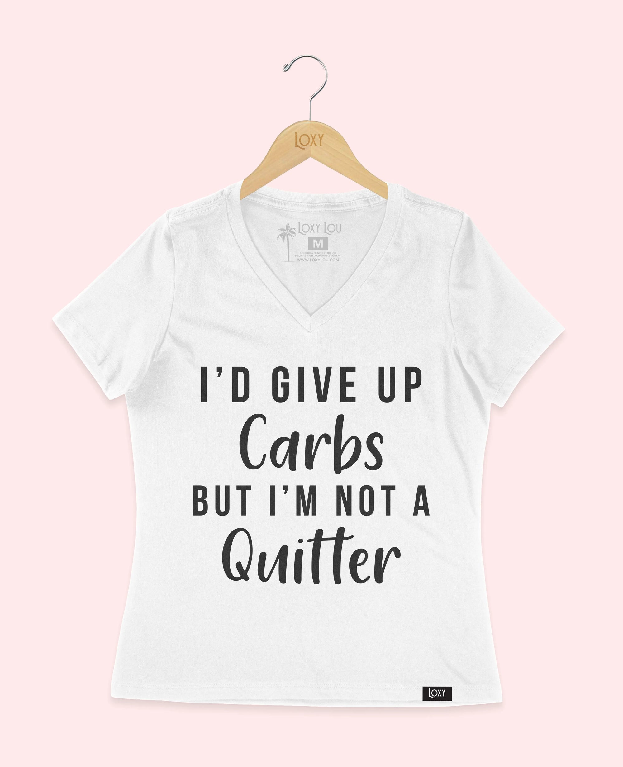 White V-neck 6405 No Carb Quitter - Black.webp